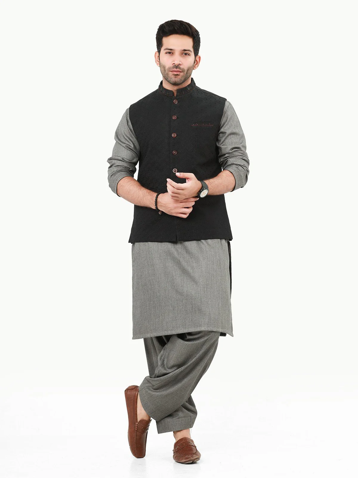 Embroidered Cotton Waistcoat - EMTWCC22-091