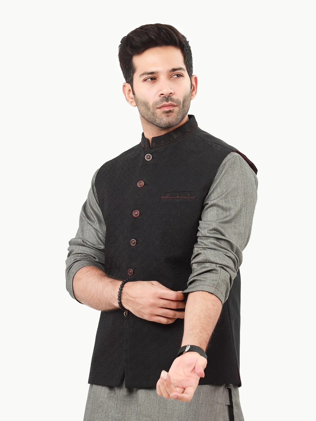 Embroidered Cotton Waistcoat - EMTWCC22-091 - Image 2