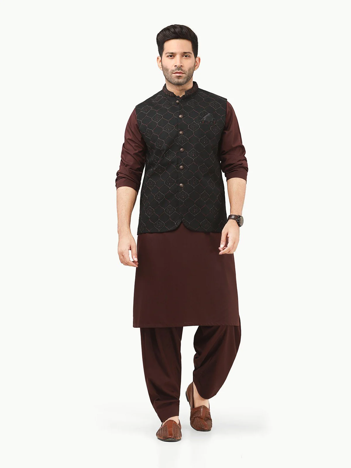 Embroidered Khaddar Waistcoat - EMTWCC22-116