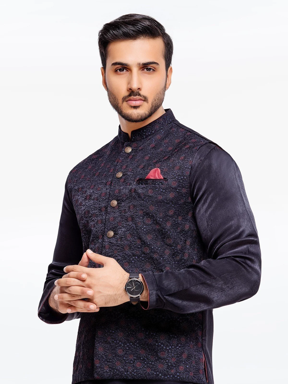 Embroidered Viscose Waistcoat Suit - EMTWCSC22-002 - Image 2