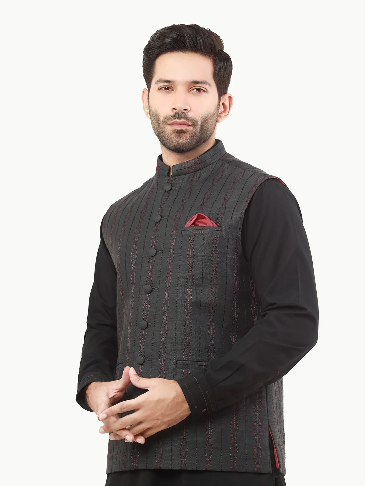 Embroidered Cotton Waistcoat - EMTWCC22-146