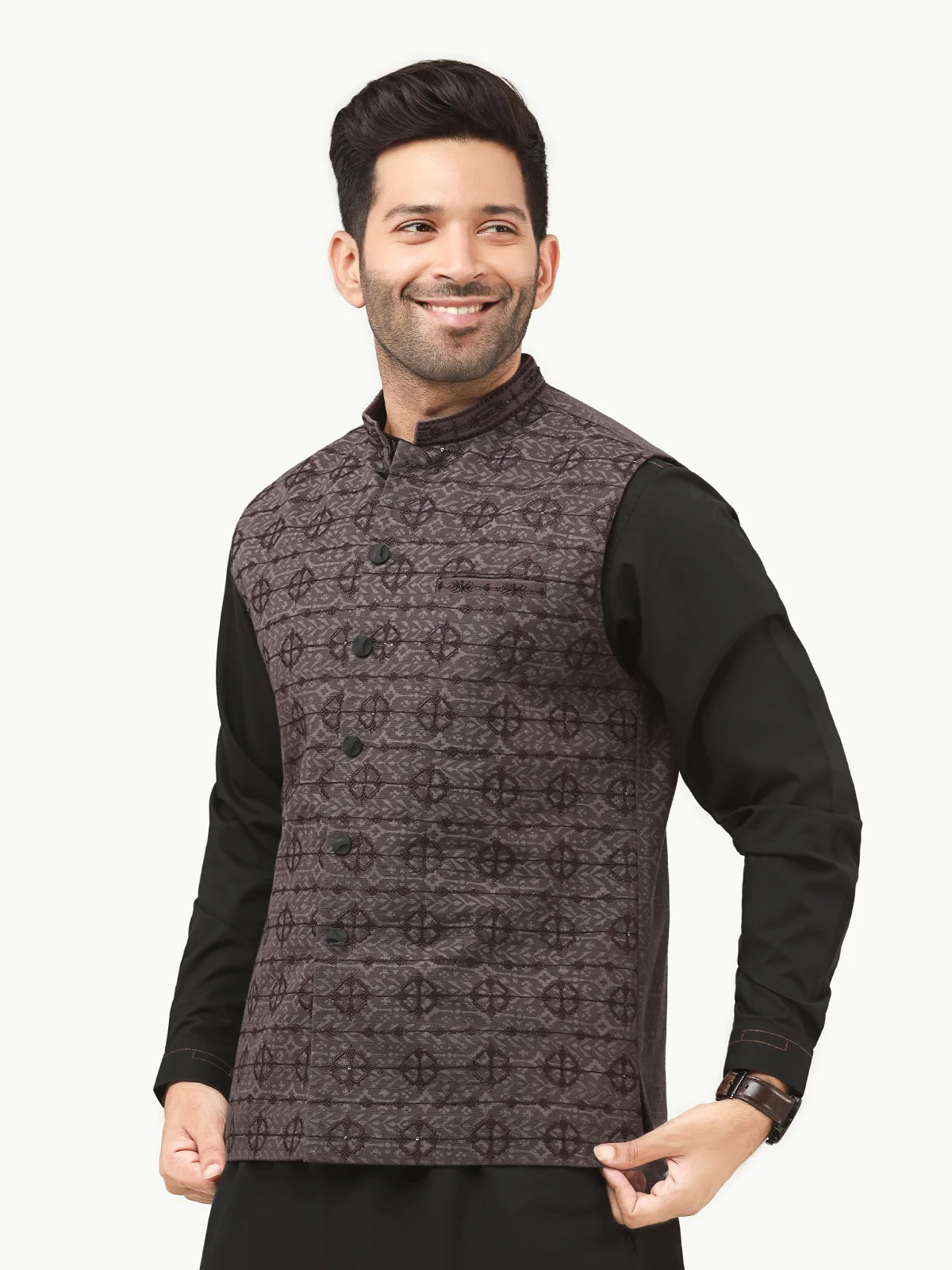 Embroidered Khaddar Waistcoat - EMTWCC22-120 - Image 2