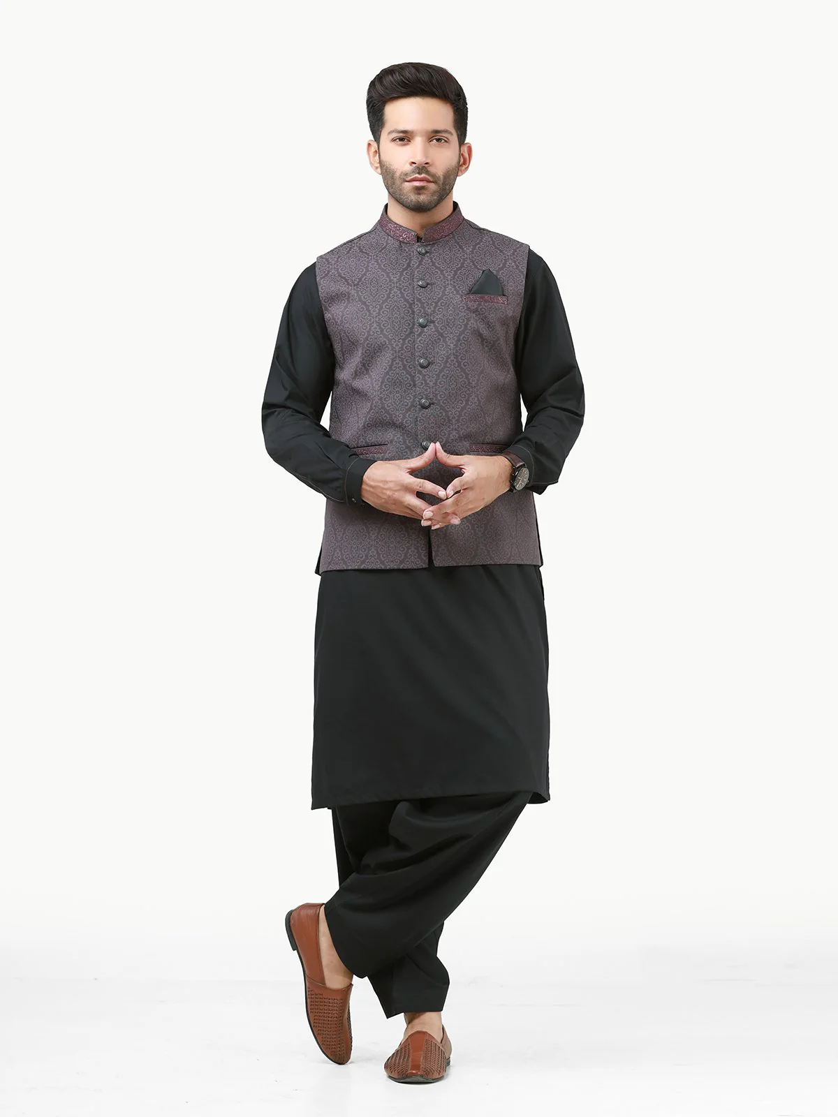 Embroidered Cotton Waistcoat - EMTWC22-35789