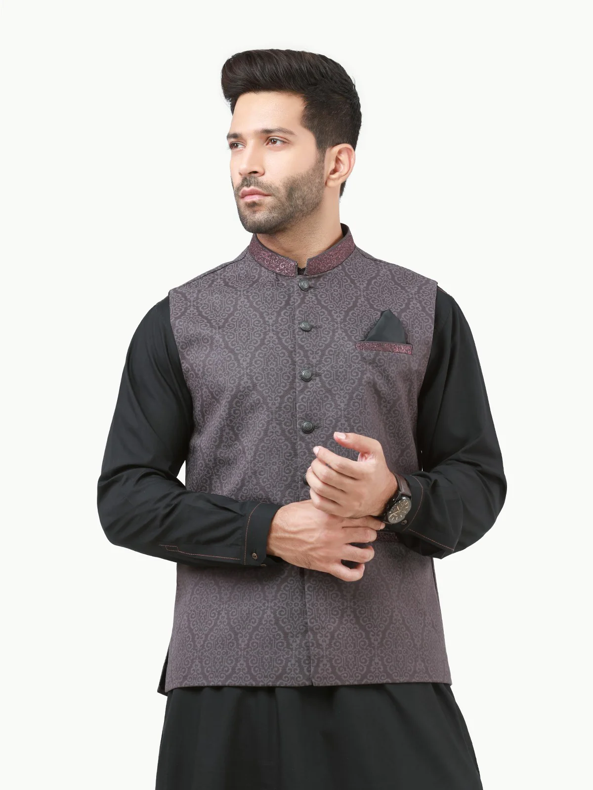 Embroidered Cotton Waistcoat - EMTWC22-35789 - Image 2