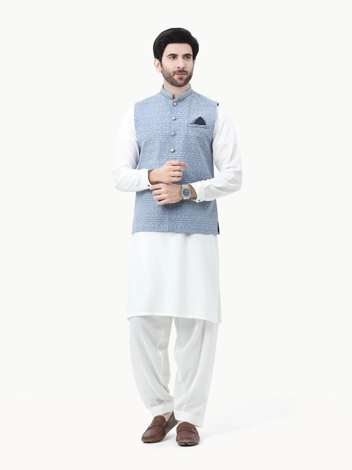 Embroidered Cotton Waistcoat - EMTWCC22-143