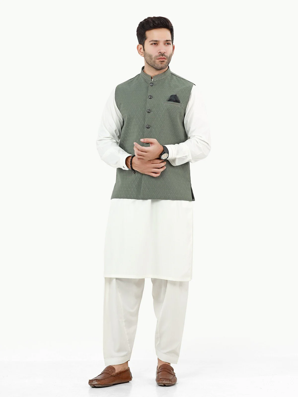 Embroidered Cotton Waistcoat - EMTWCC22-140