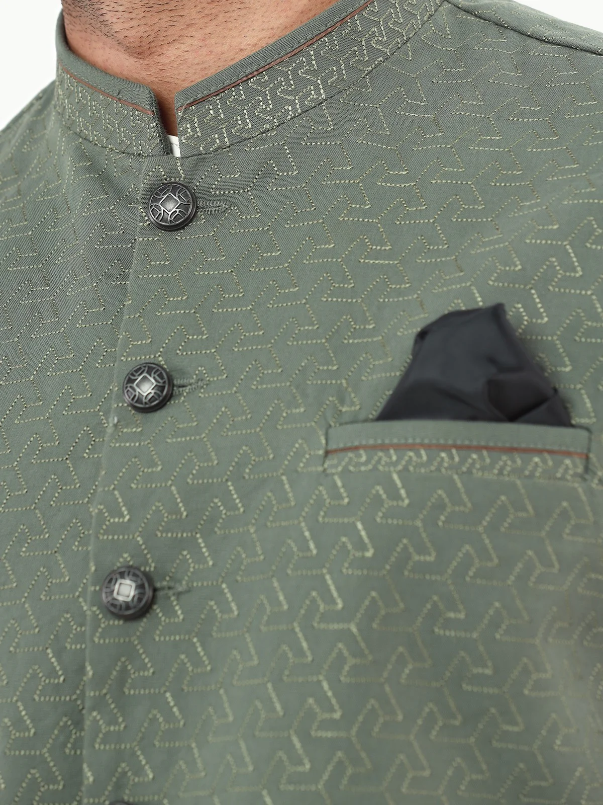 Embroidered Cotton Waistcoat - EMTWCC22-140 - Image 4