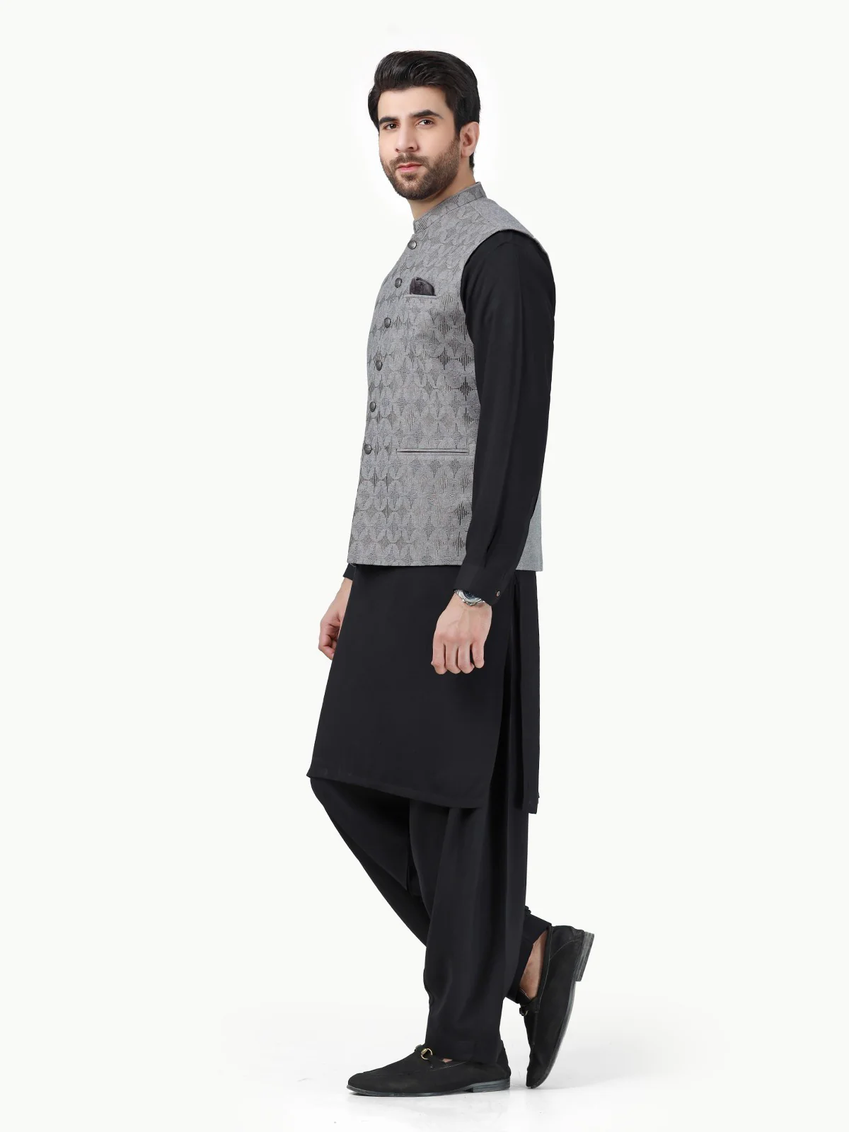 Embroidered Cotton Waistcoat - EMTWCC22-123 - Image 3