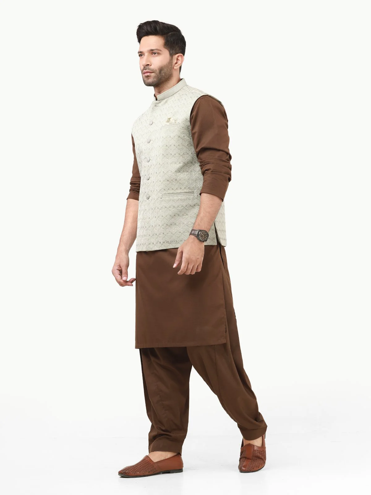 Embroidered Cotton Waistcoat - EMTWCC22-129 - Image 3