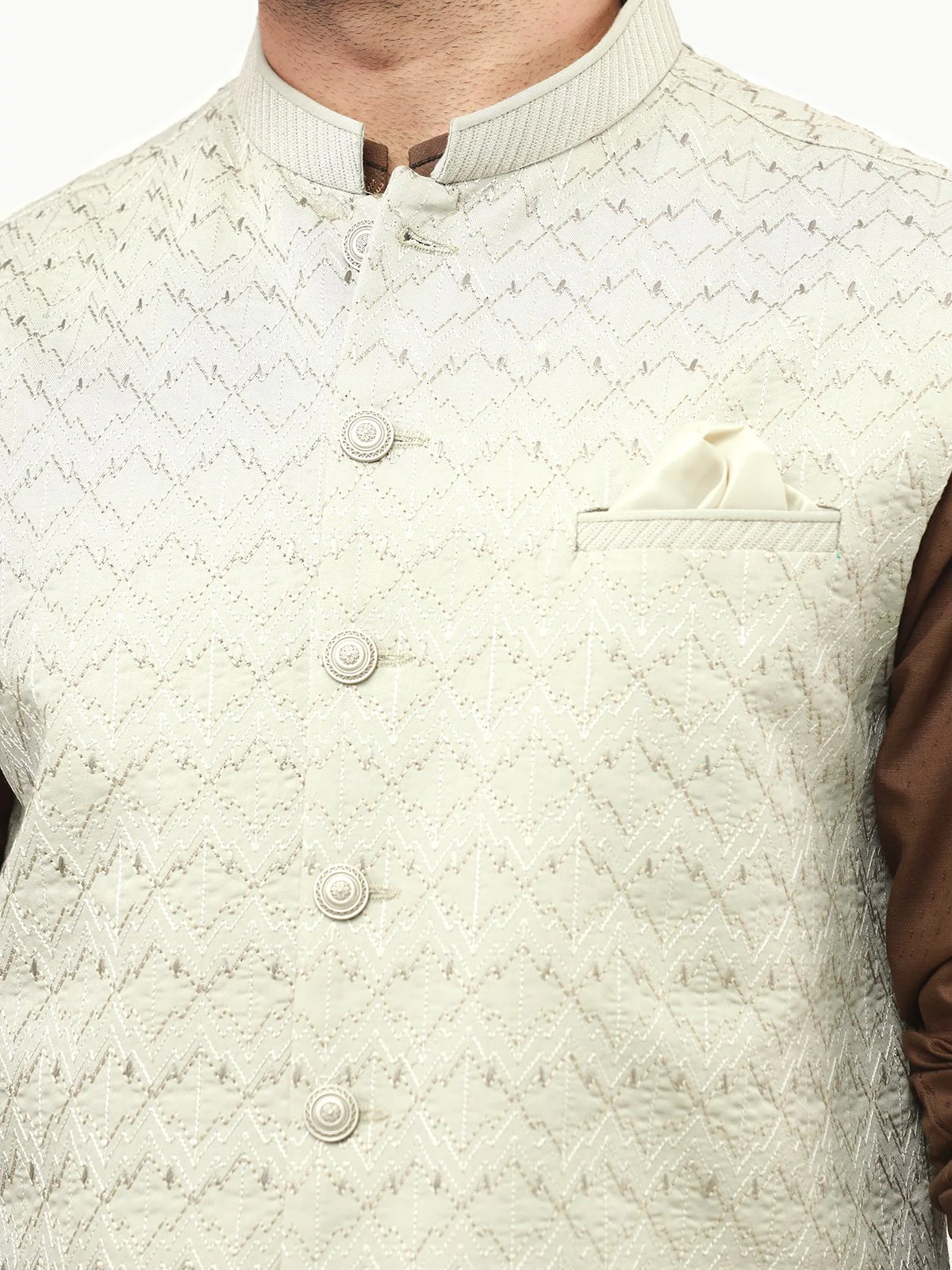 Embroidered Cotton Waistcoat - EMTWCC22-129 - Image 4