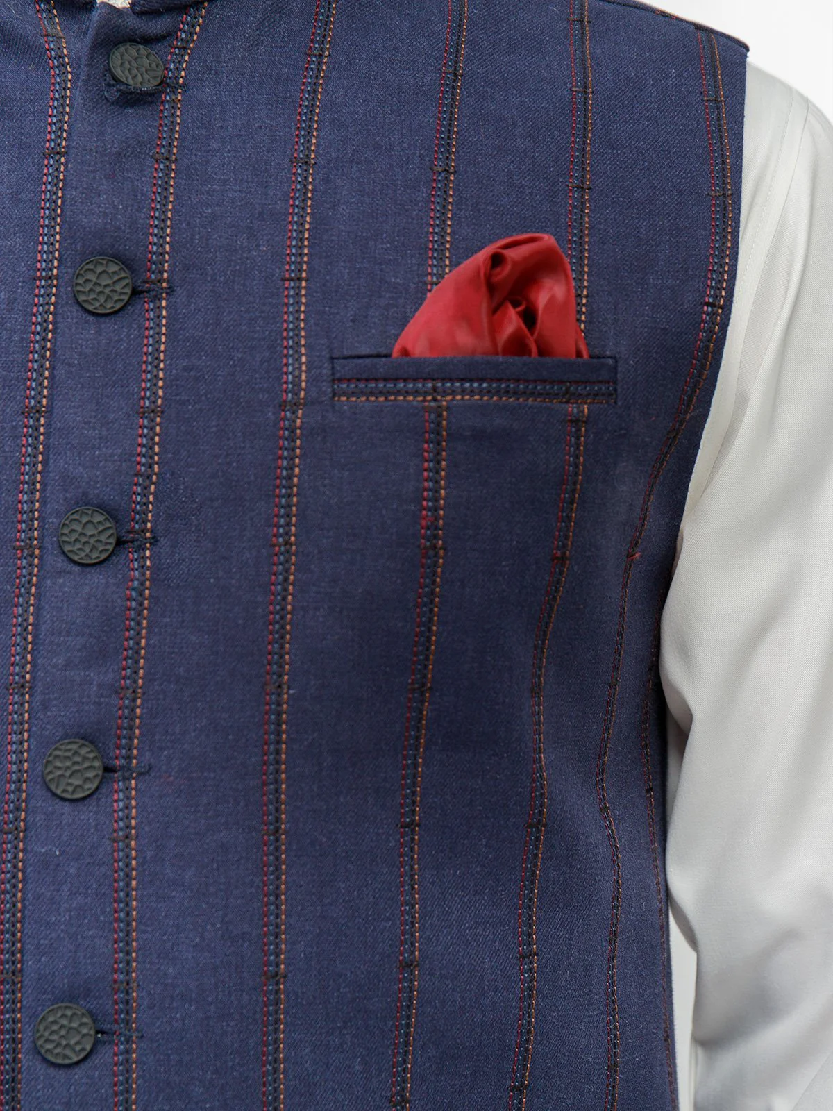 Embroidered Linen Waistcoat - EMTWC22-35778 - Image 3