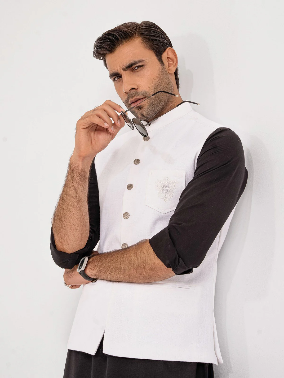 Embroidered Khaddar Waistcoat - EMTWC23-35896 - Image 2