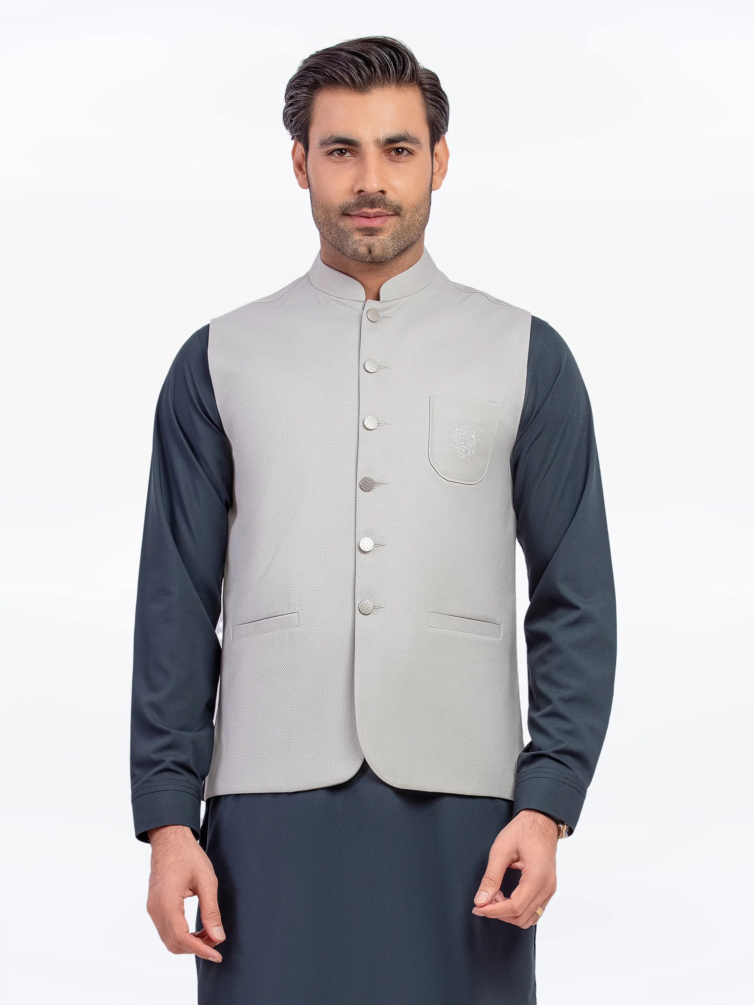 Embroidered Dobby Waistcoat - EMTWC5-35954