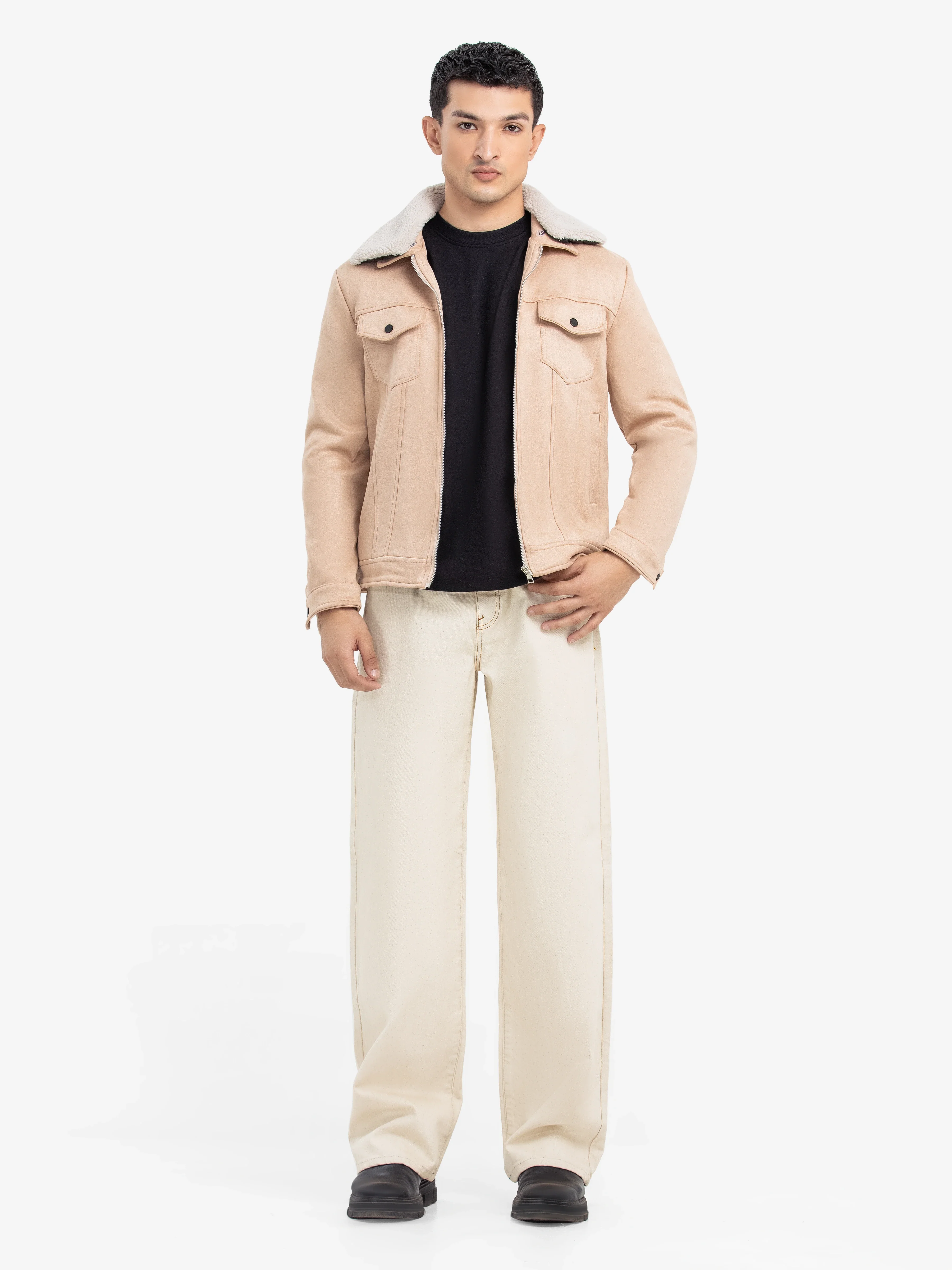 Fur Collar Suede Jacket - EMTJ24-018 - Image 2
