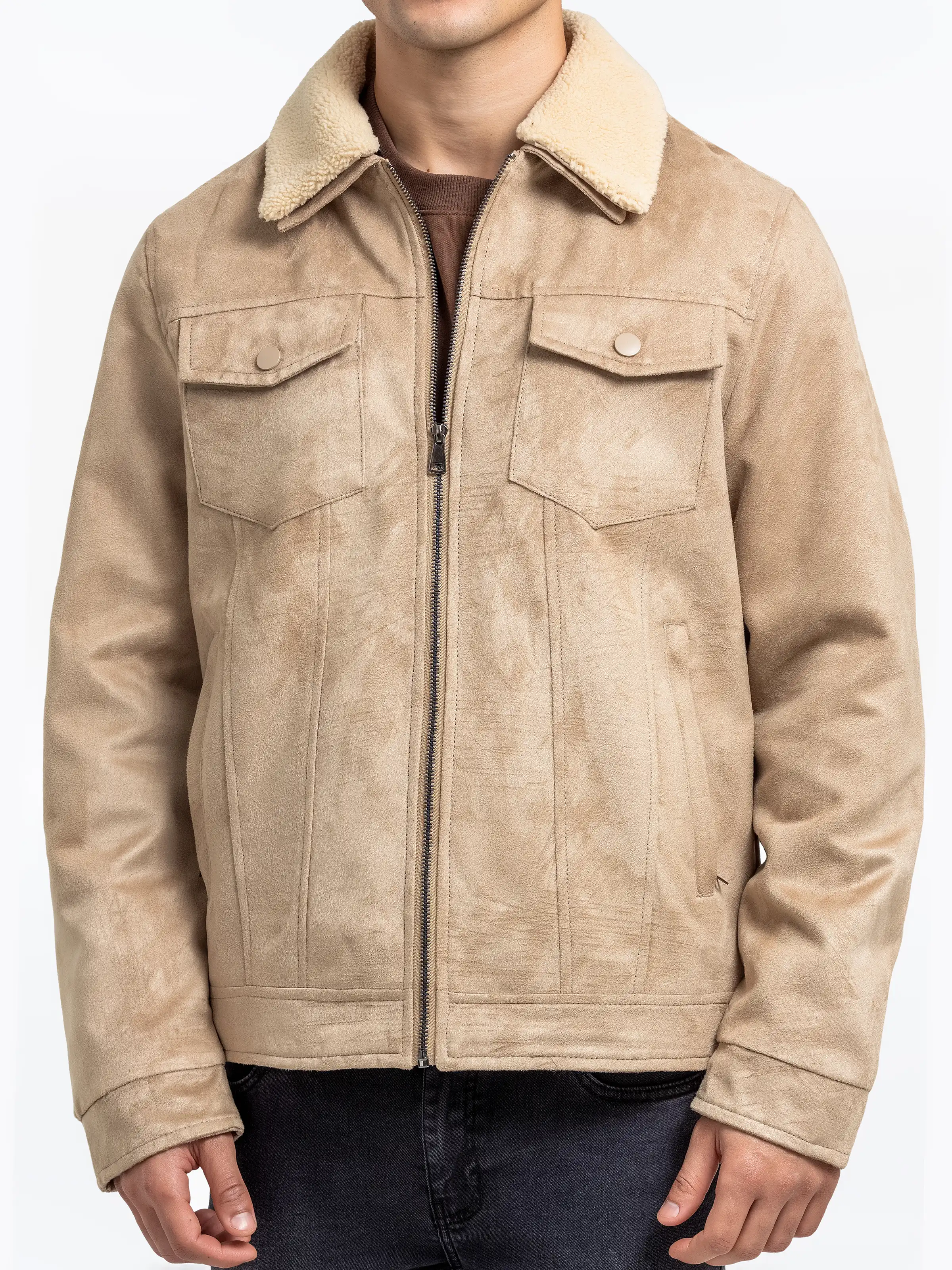 Fur Collar Suede Jacket - EMTJ24-033 - Image 3