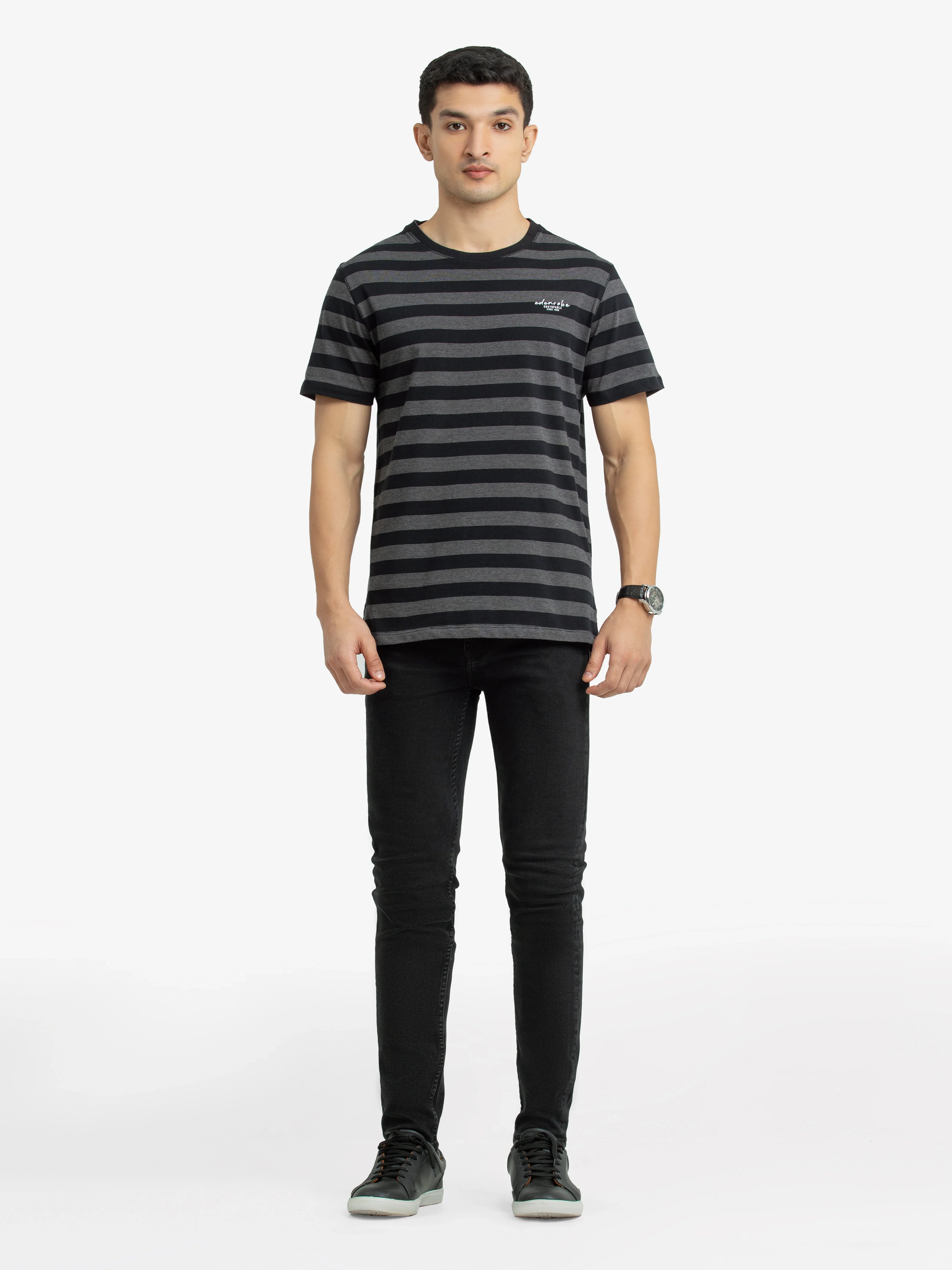 Crew Neck Striped Tee - EMTGT24-029