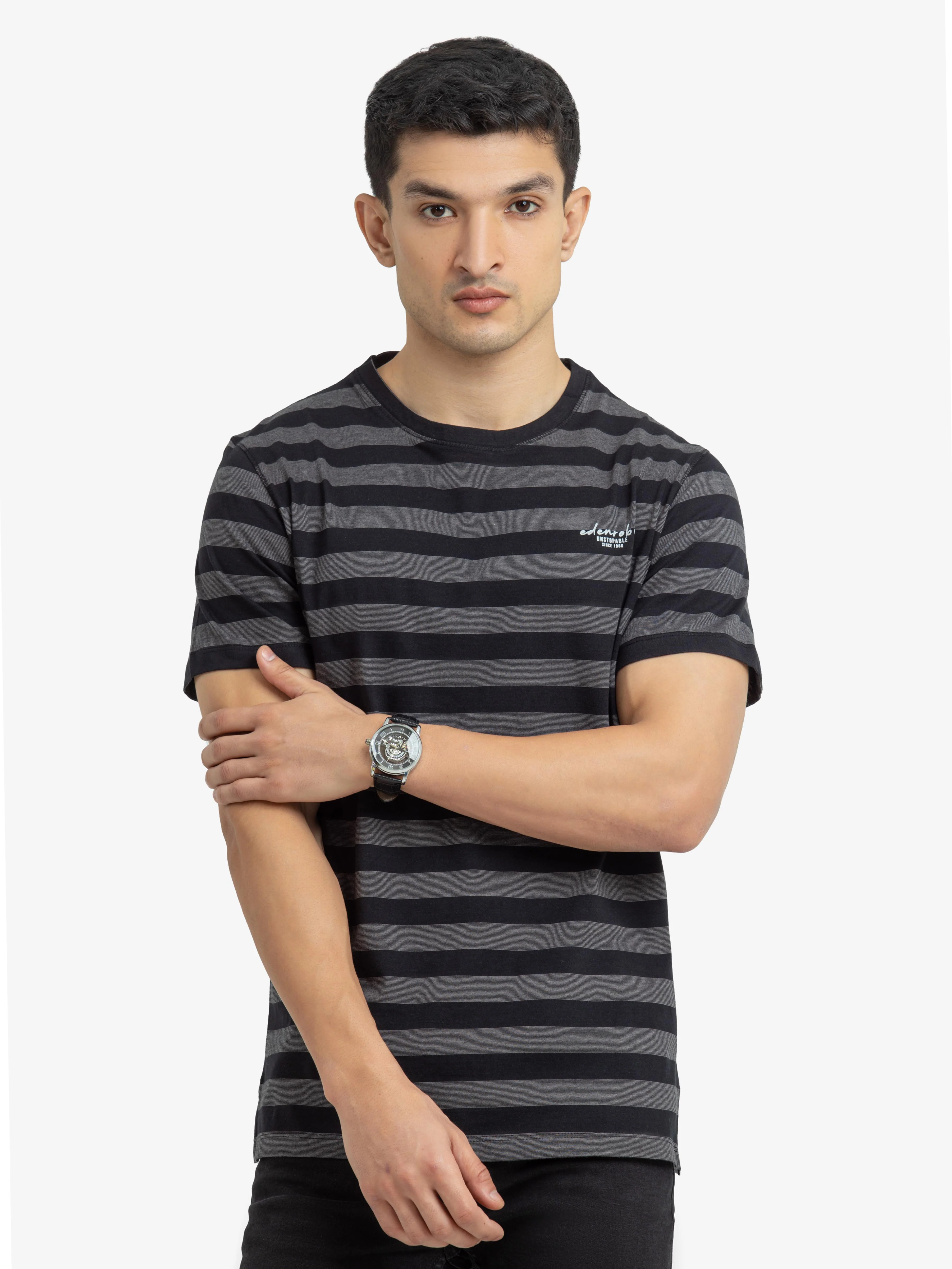 Crew Neck Striped Tee - EMTGT24-029 - Image 2