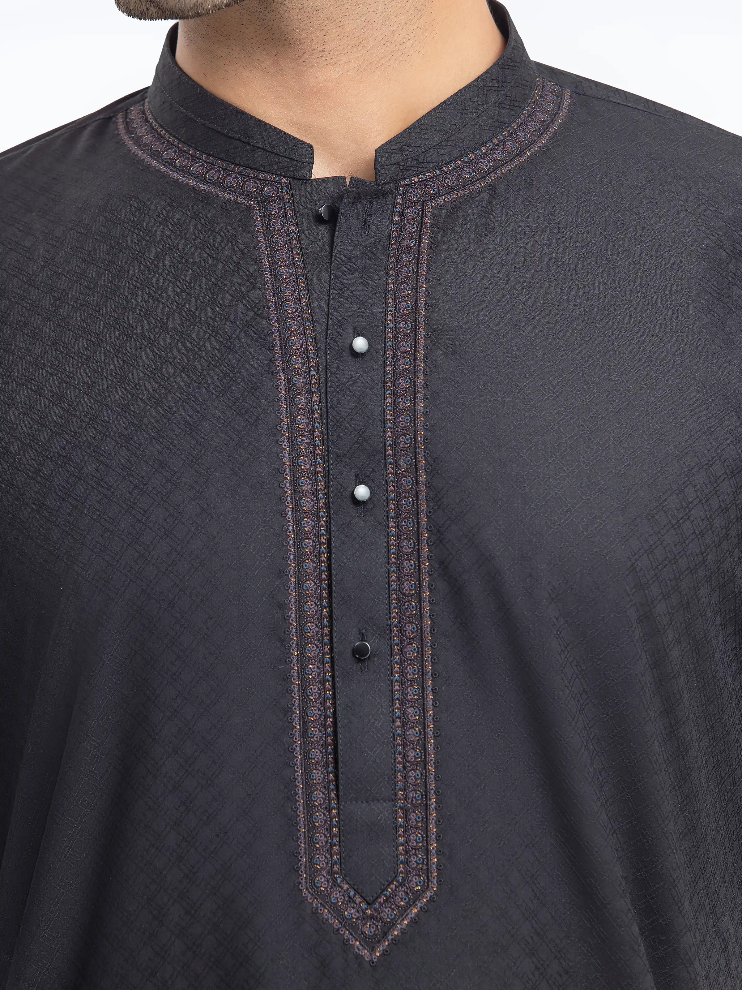 Embroidered Dobby Kurta - EMTK5-99529 - Image 4