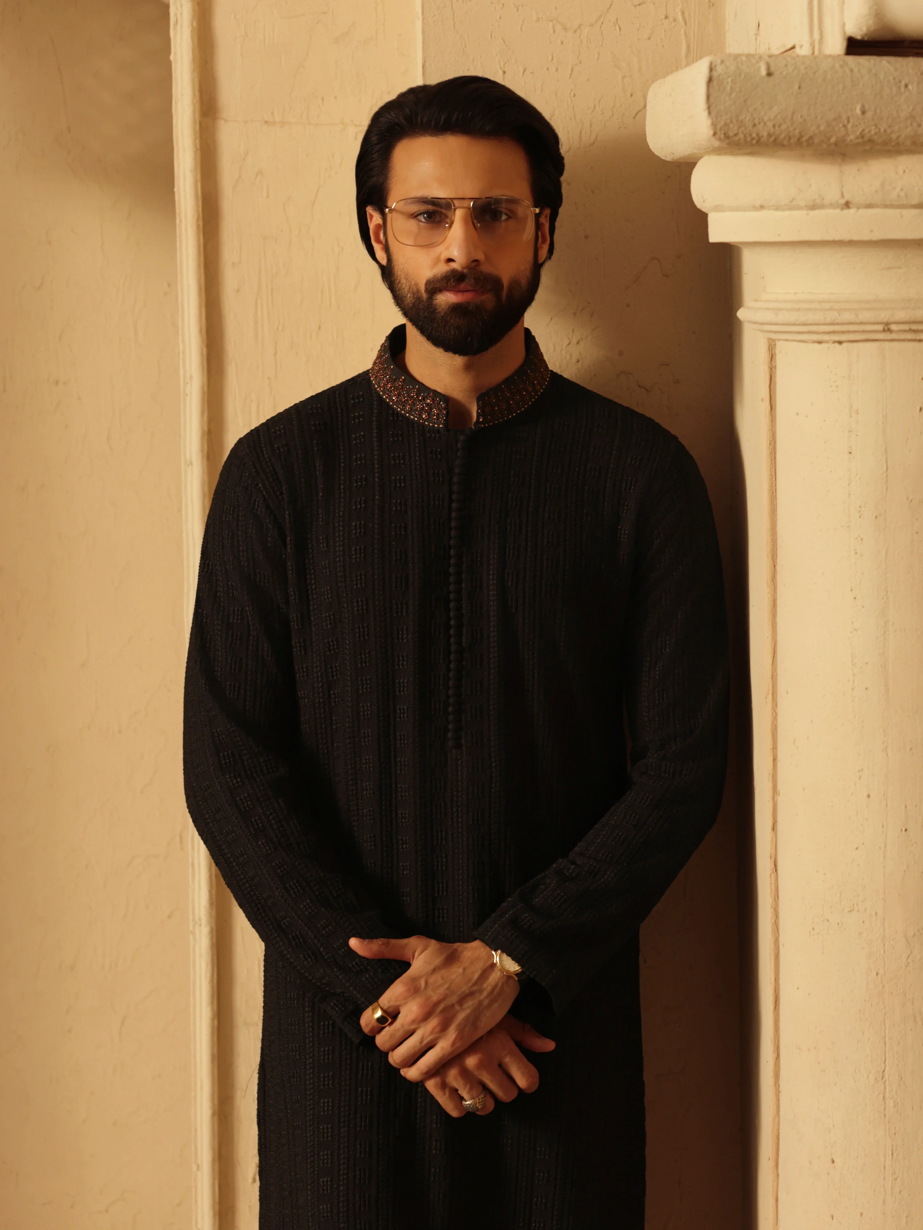 Embroidered Schiffli Kurta Pajama - ECMTKP5-003 - Image 2
