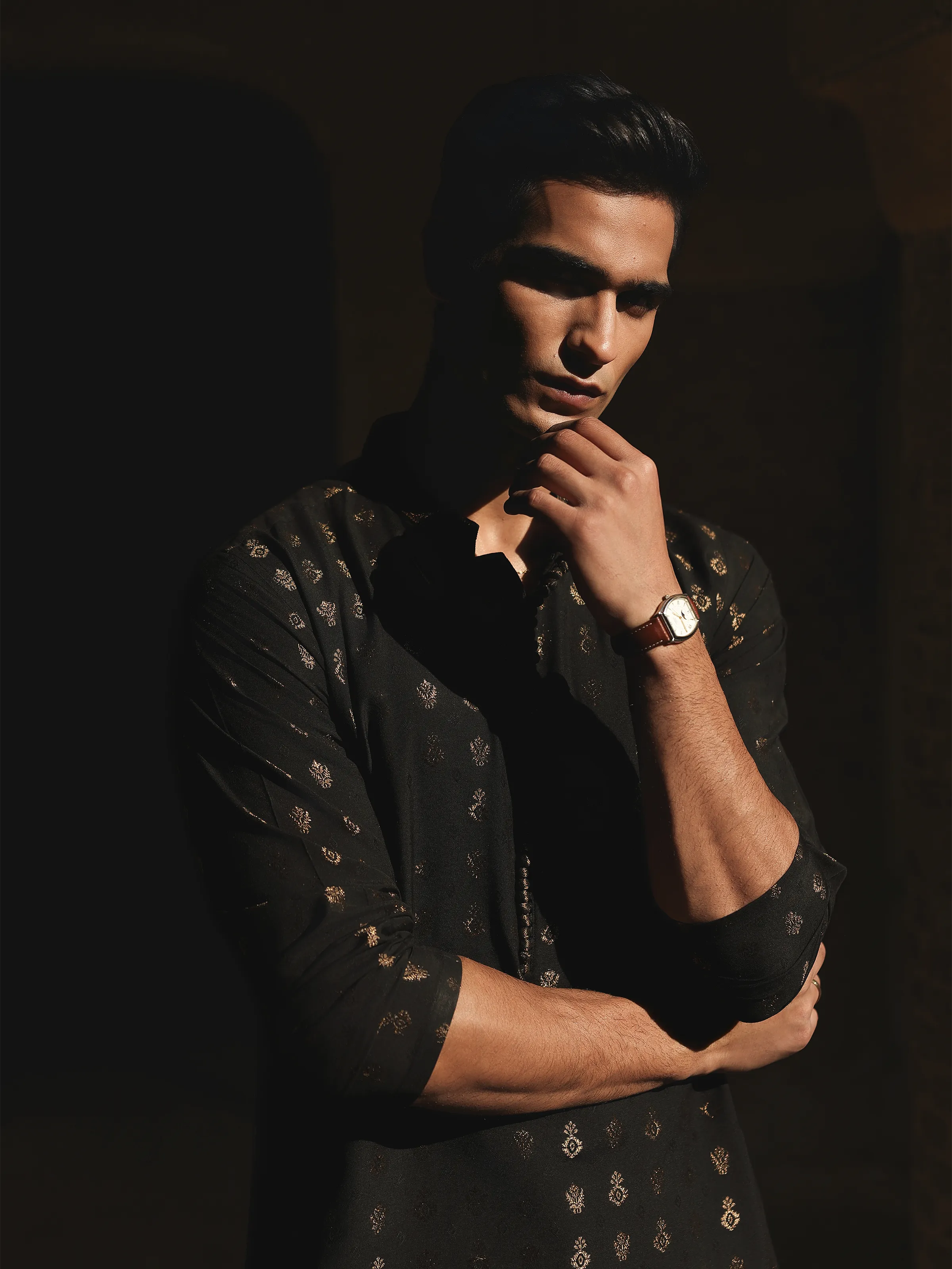 Embroidered Jacquard Kurta Pajama - EMTKPC5-001 - Image 3