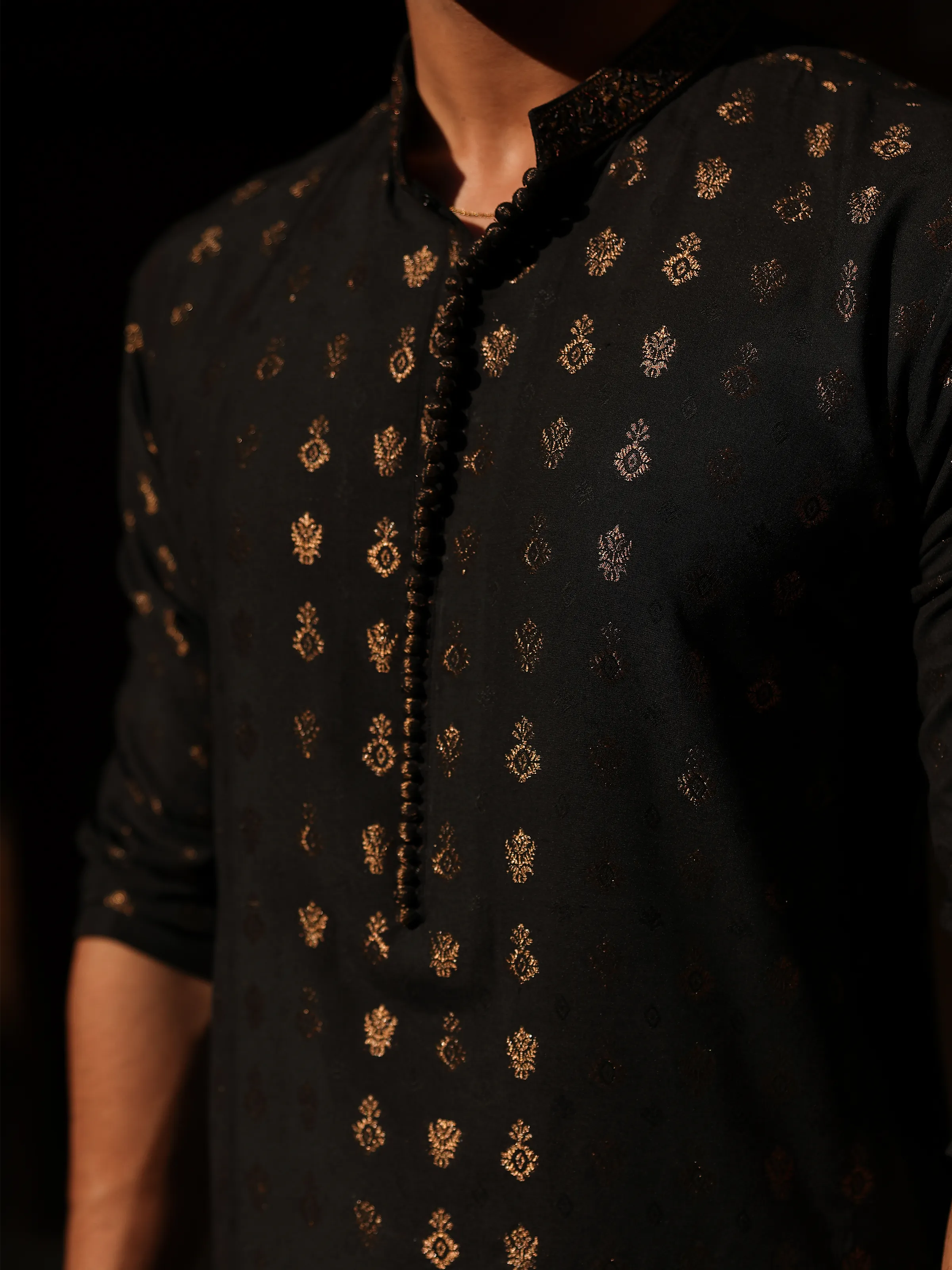 Embroidered Jacquard Kurta Pajama - EMTKPC5-001 - Image 4