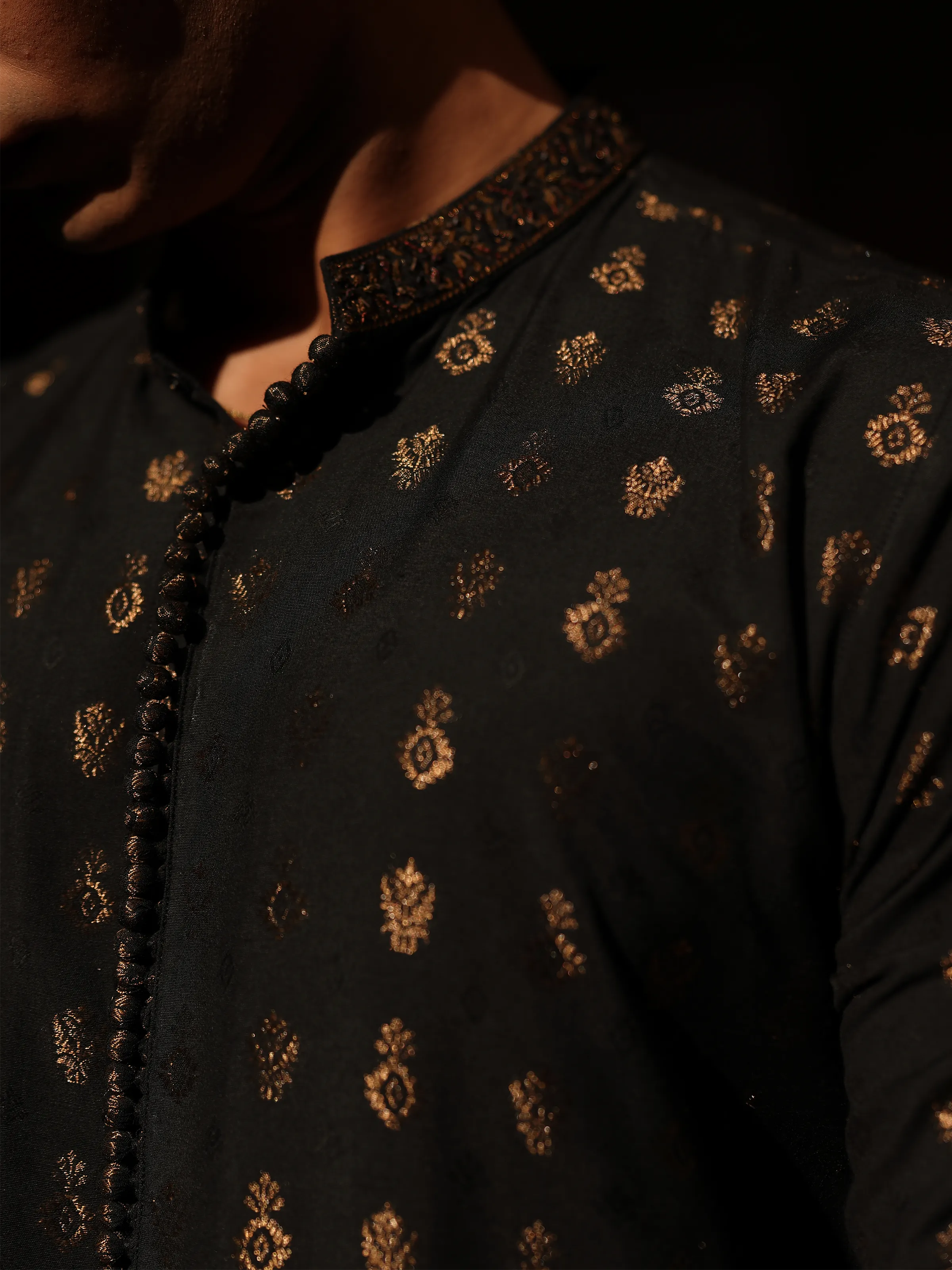 Embroidered Jacquard Kurta Pajama - EMTKPC5-001 - Image 5