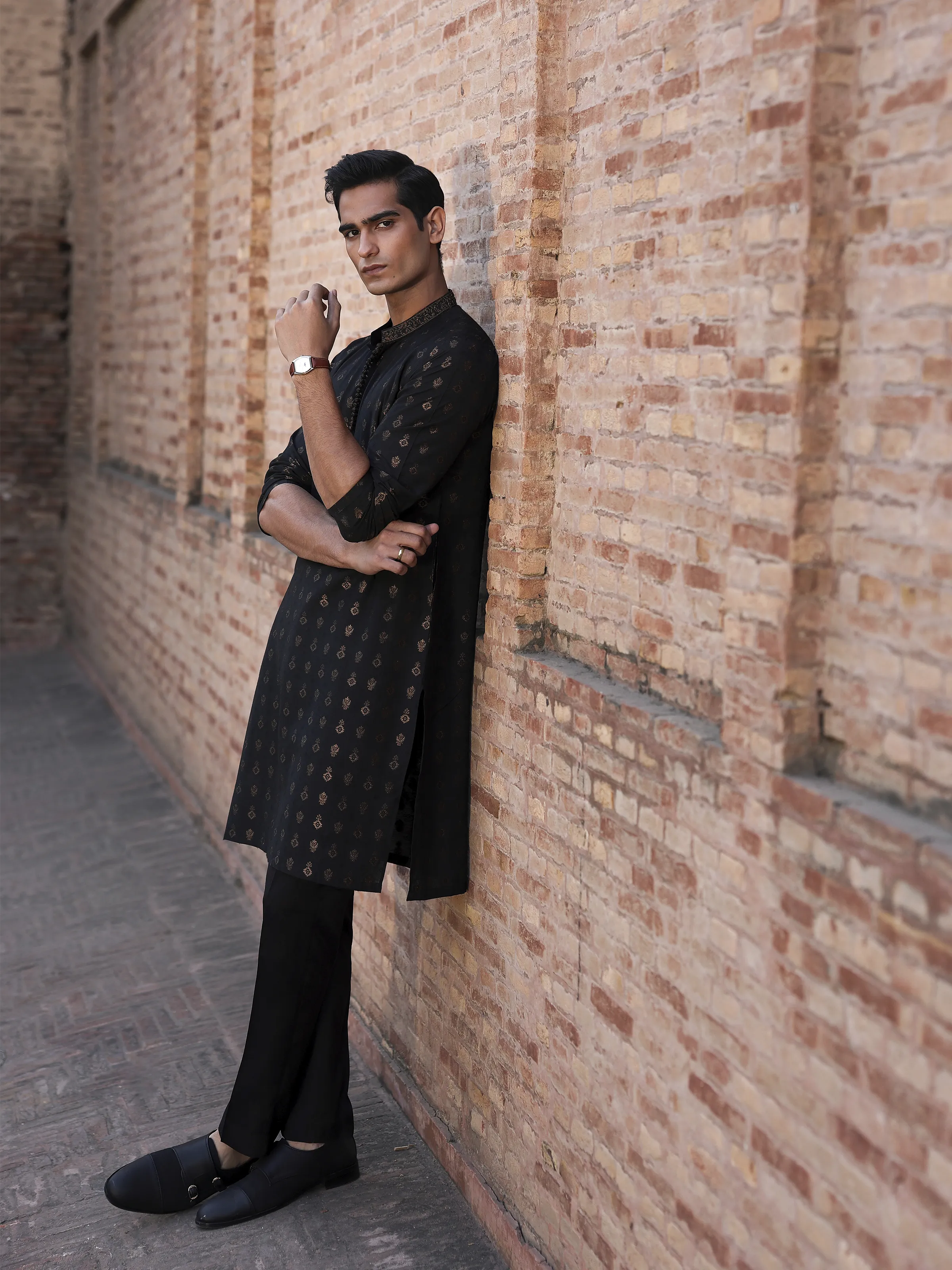 Embroidered Jacquard Kurta Pajama - EMTKPC5-001 - Image 6