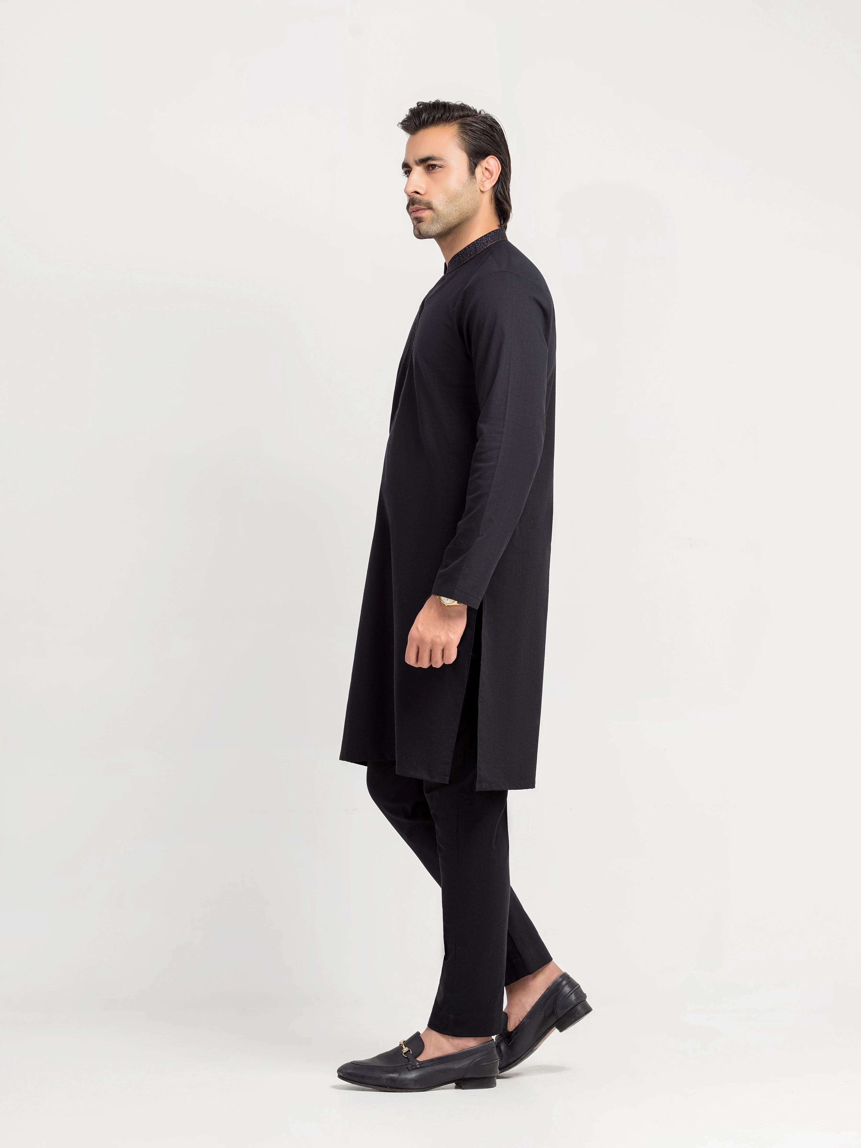 Embroidered Cotton Slub Kurta Pajama - EMTKPT6-104 - Image 4