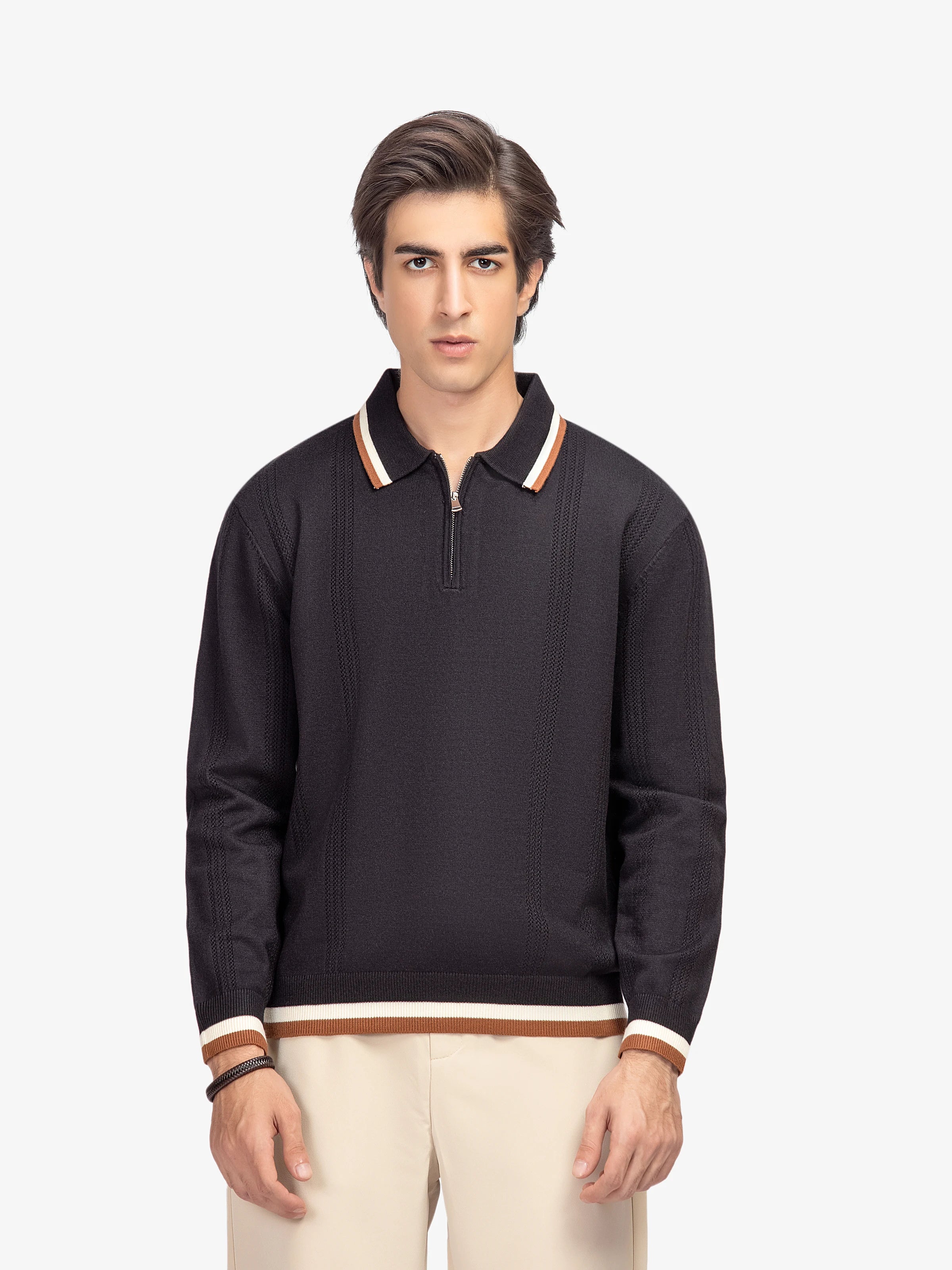 Quarter Zip-Up Sweater - EMTSWT5-018