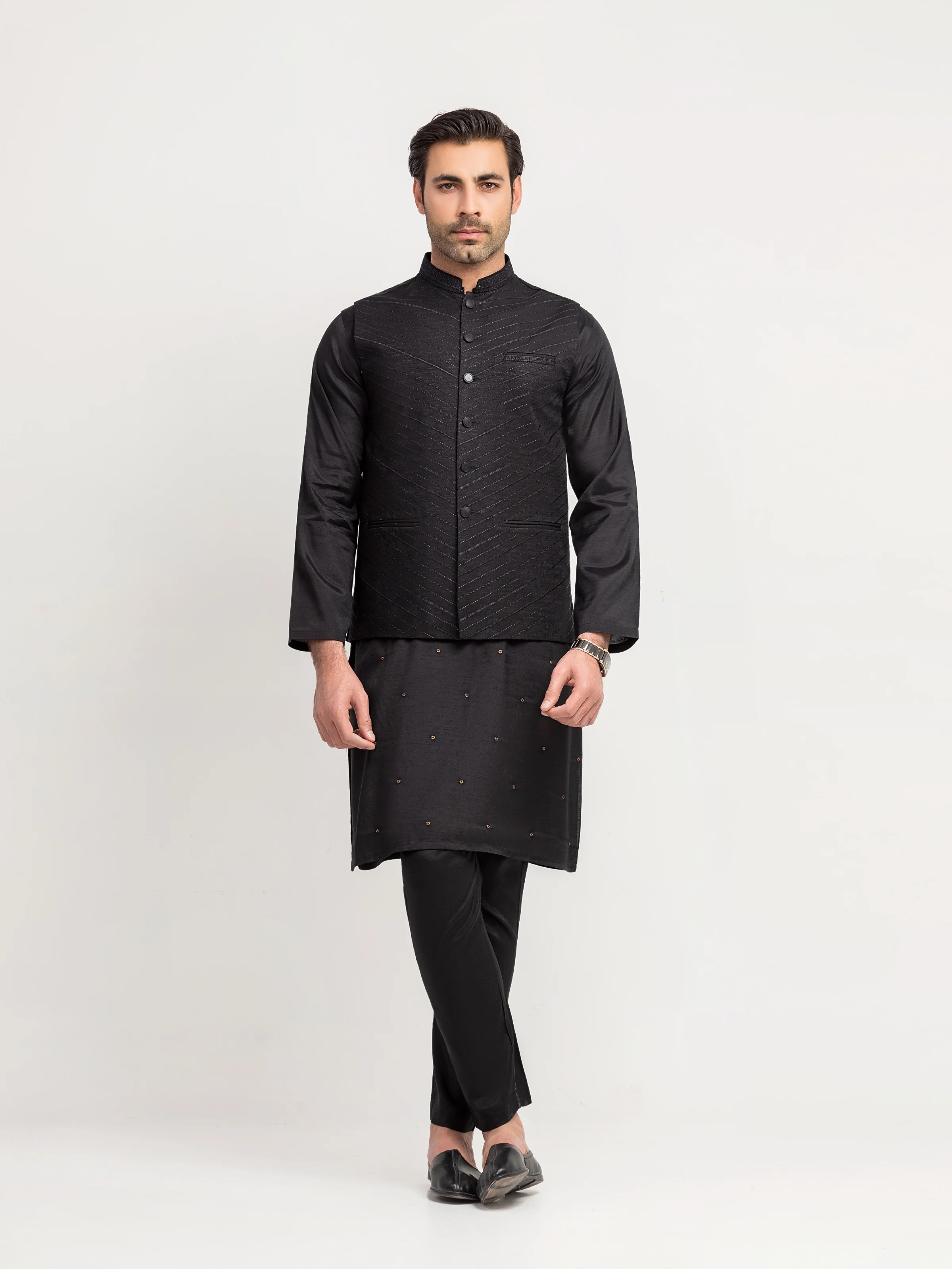 Embroidered Khaddar Waistcoat - EMTWCE5-35995 - Image 2