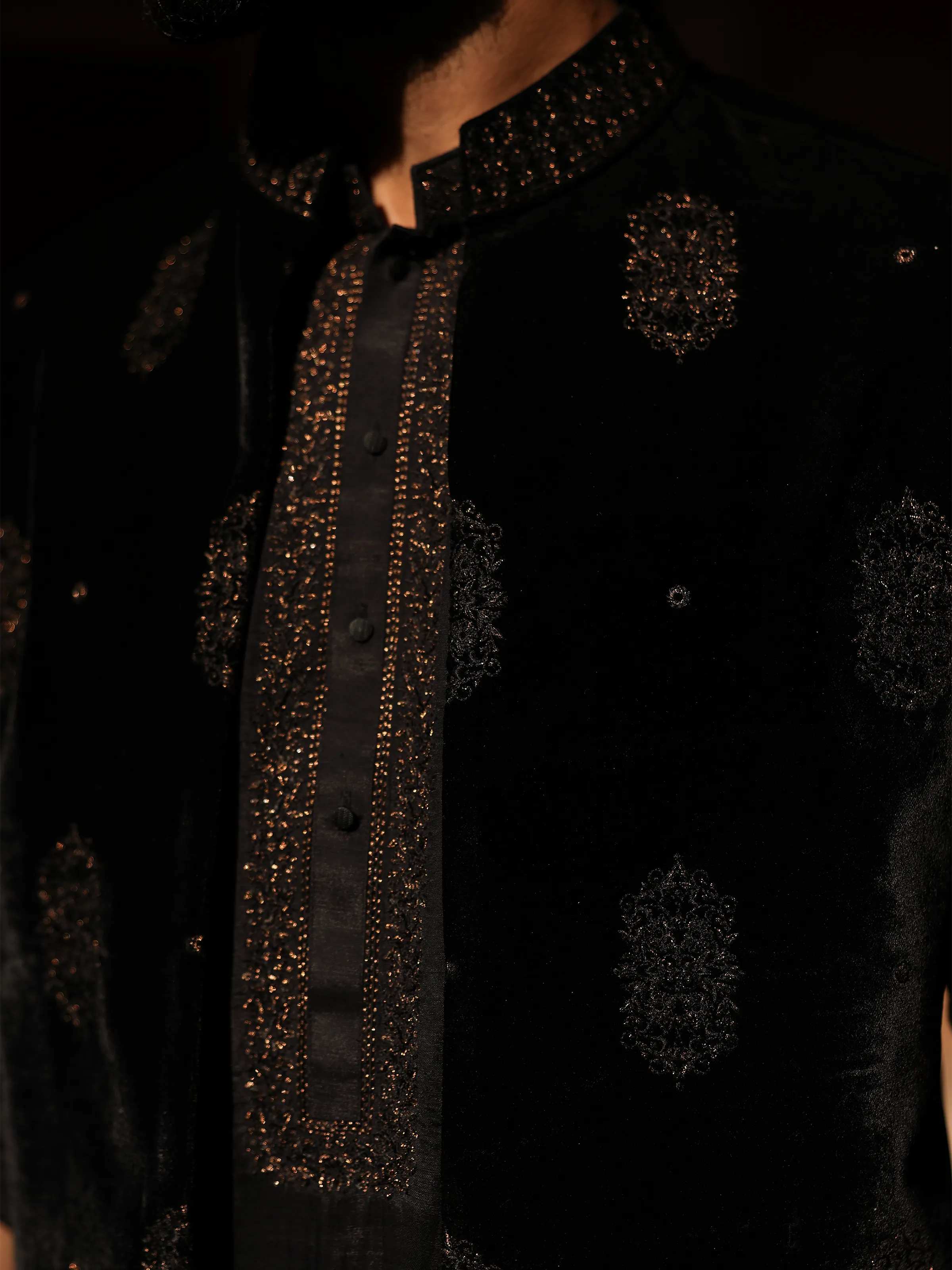 Embroidered Raw Silk Waistcoat Suit - ECMTWCS5-022 - Image 3