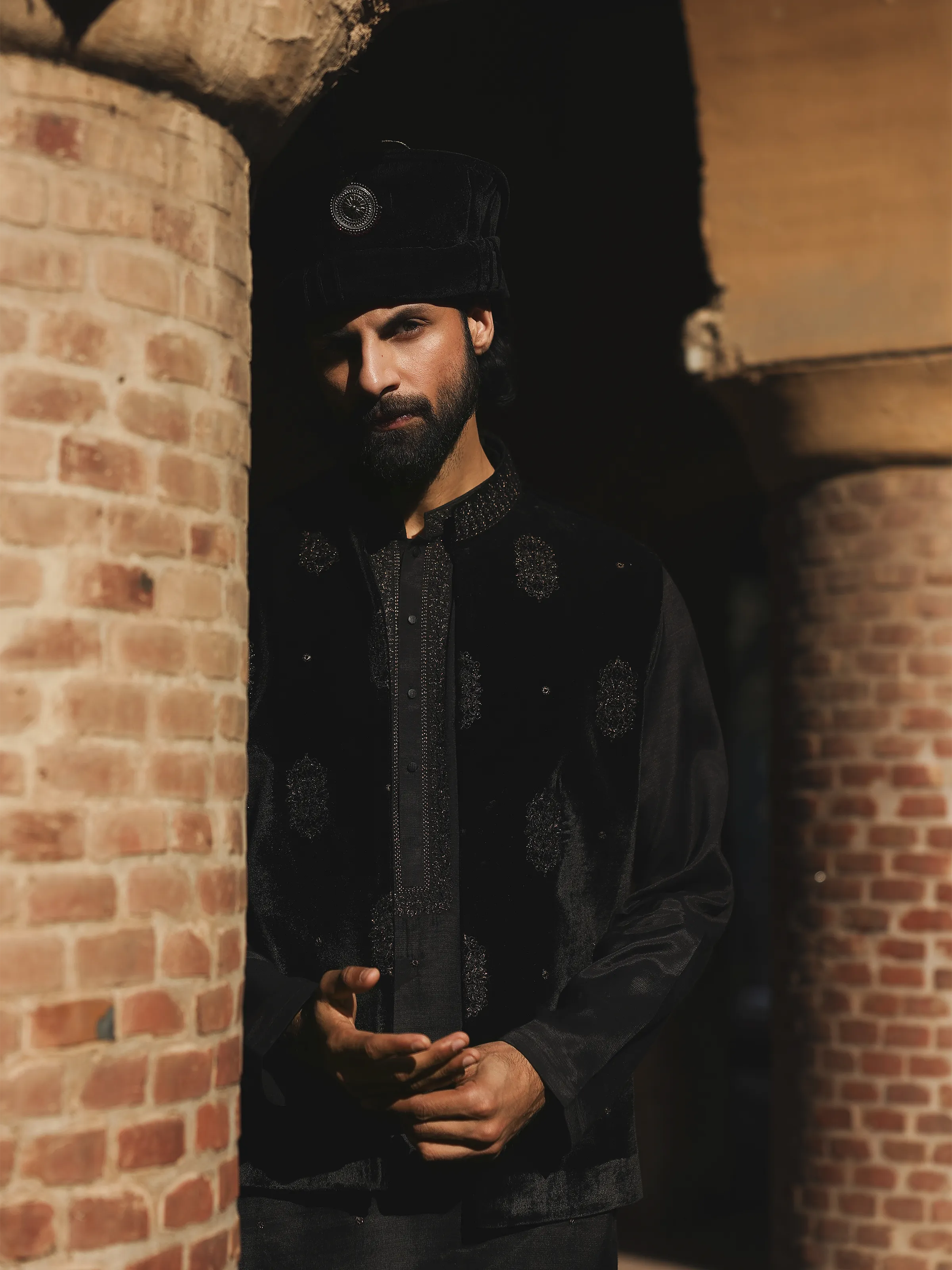 Embroidered Raw Silk Waistcoat Suit - ECMTWCS5-022 - Image 4