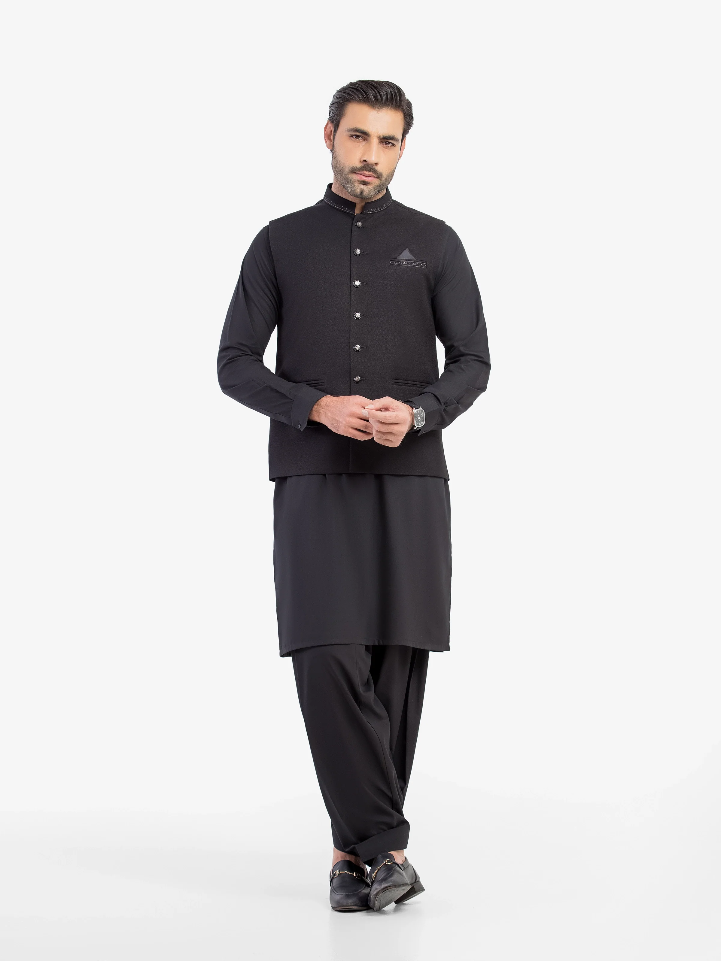 Embroidered Blended Waistcoat Suit - ECMTWCS5-031