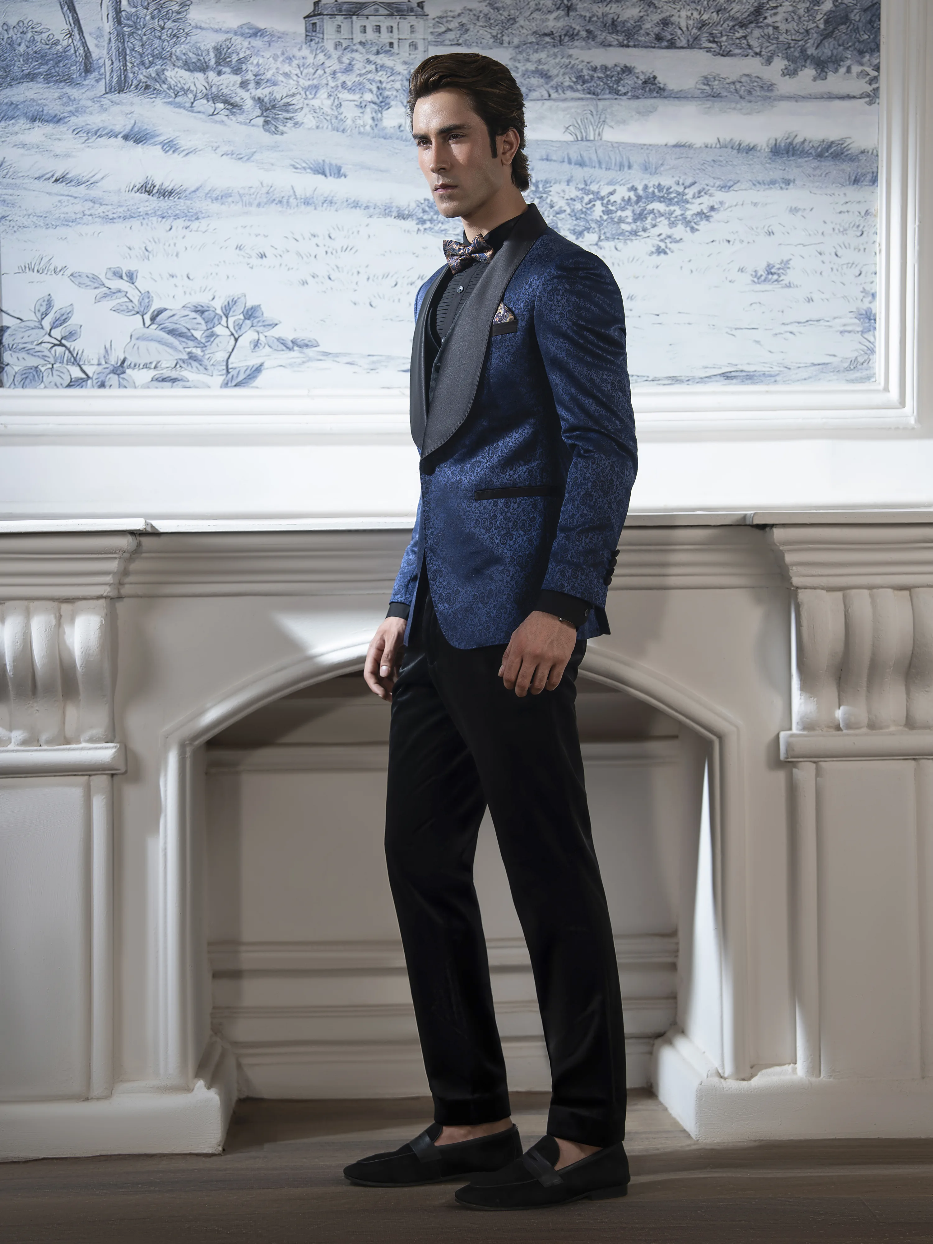 Rounded Shawl Collar Tuxedo Suit - ECMTCPT5-1006 - Image 5
