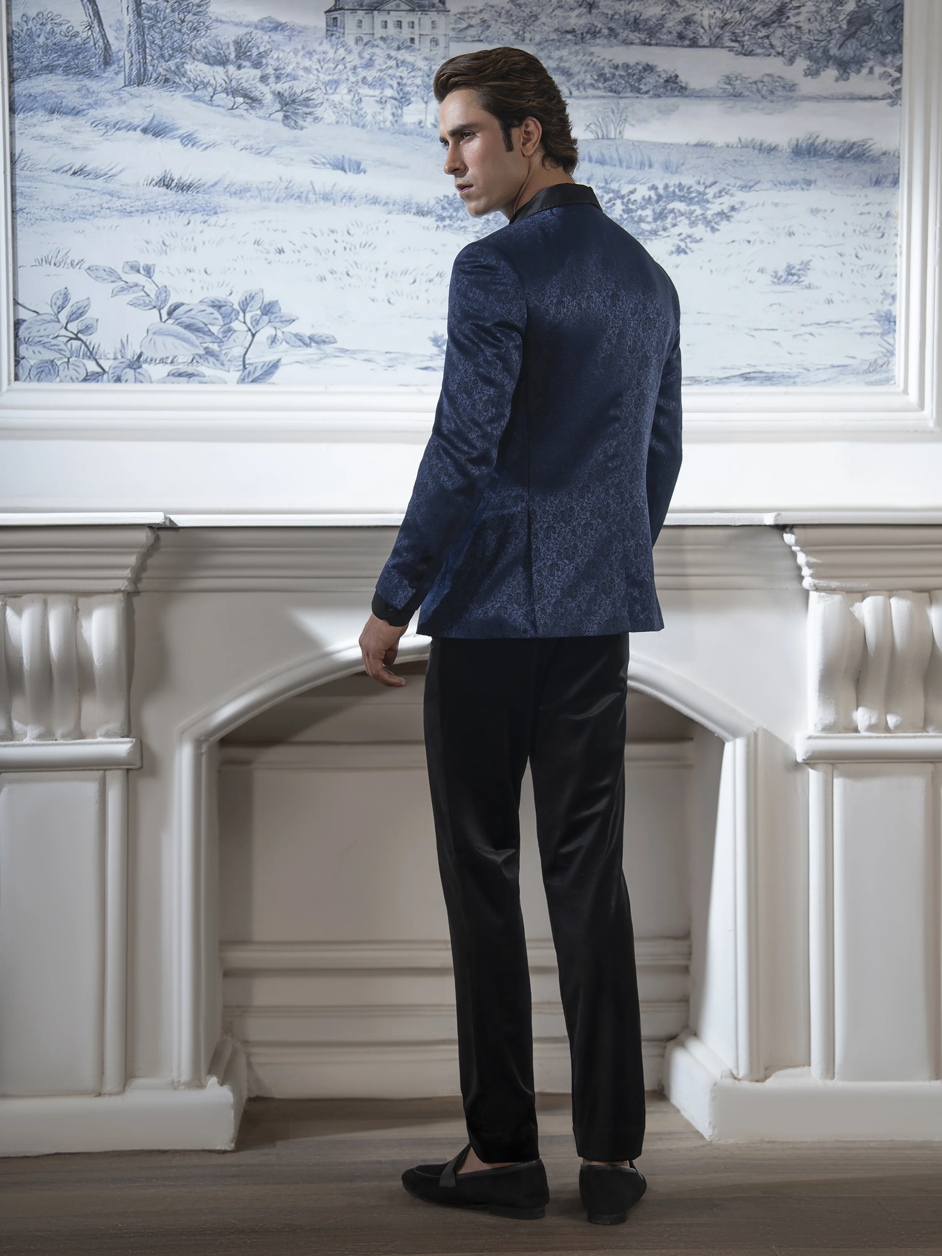 Rounded Shawl Collar Tuxedo Suit - ECMTCPT5-1006 - Image 6