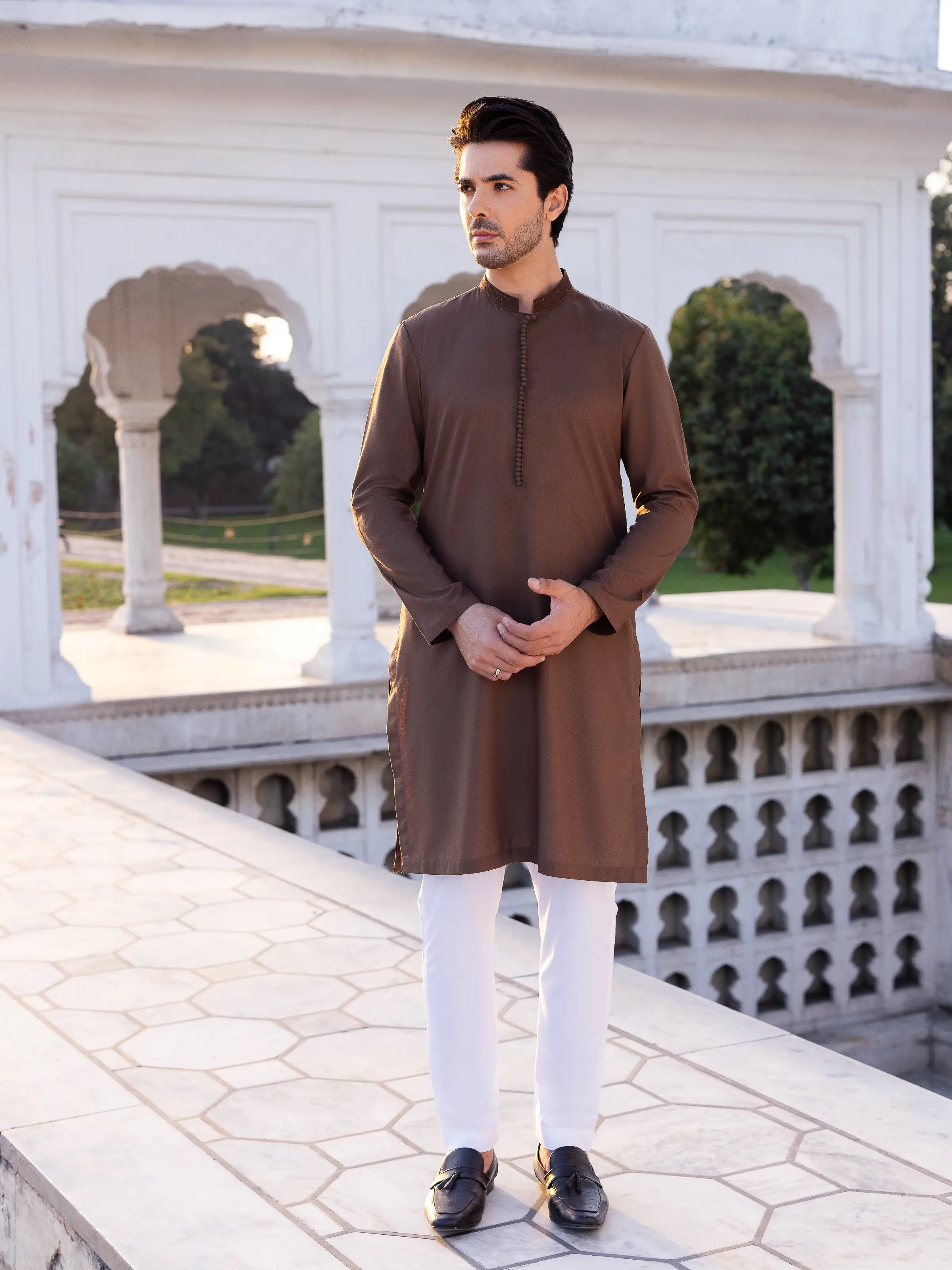 Embroidered Dobby Kurta - EMTK5-99530 - Image 6