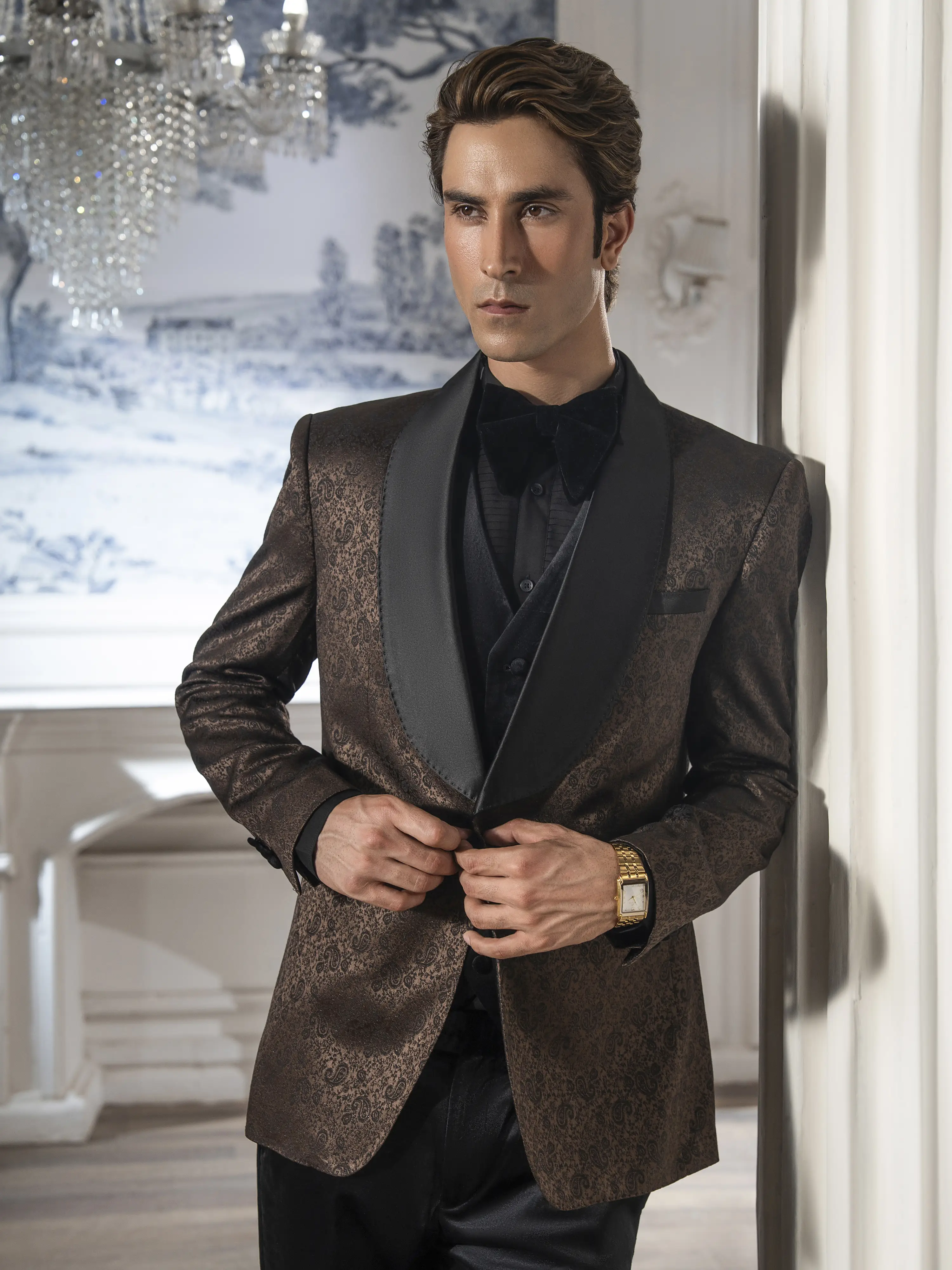 Rounded Shawl Collar Tuxedo Suit - ECMTCPT5-1007 - Image 2