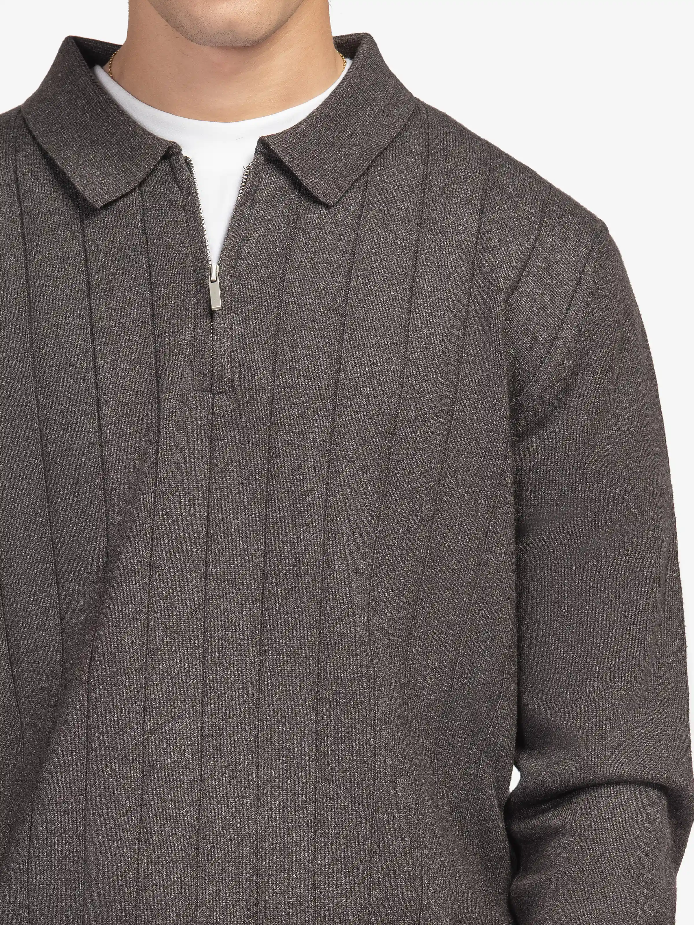Drop Needle Zipper Sweater - EMTSWT5-030 - Image 2