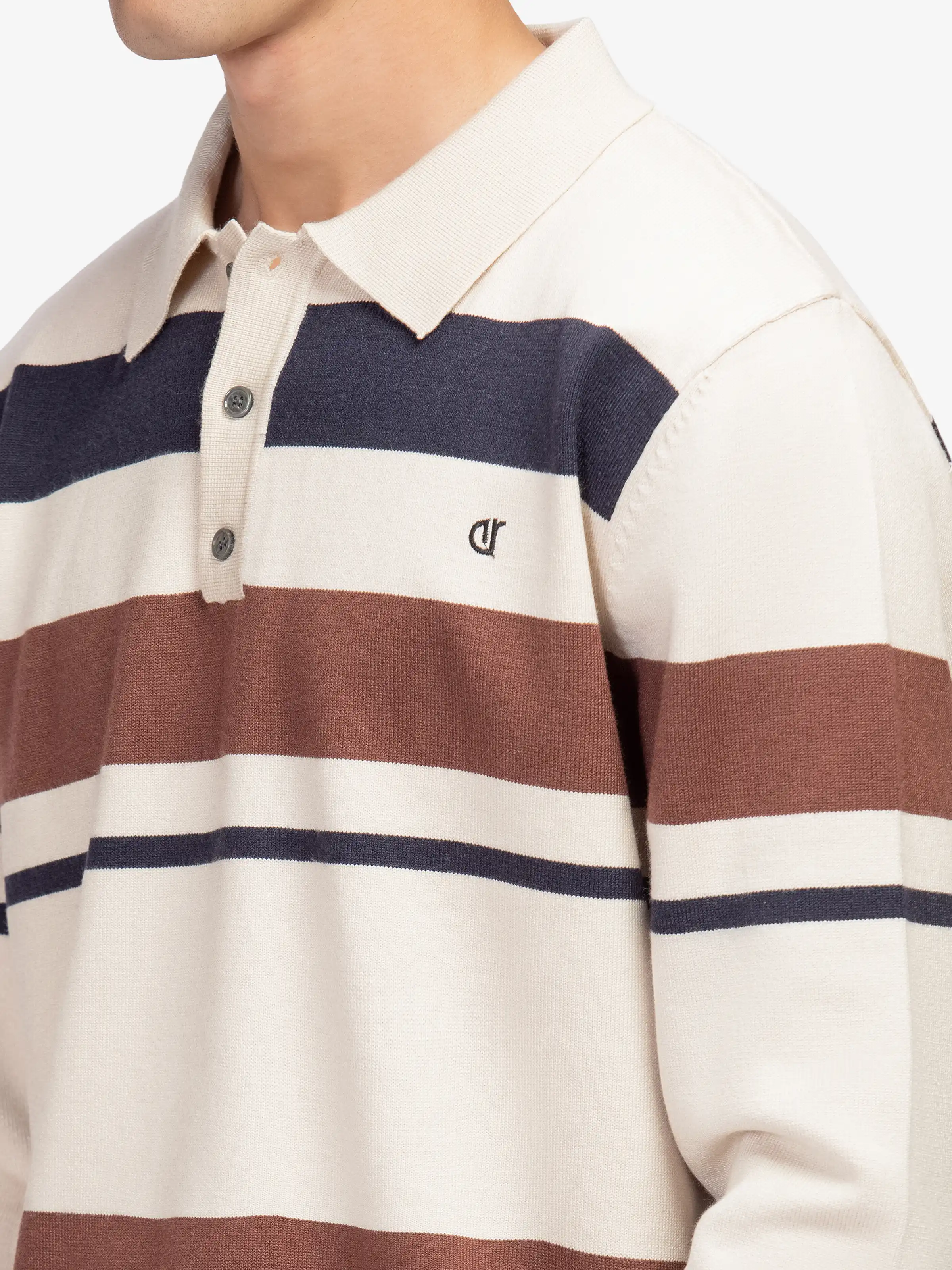 Woolen Striped Polo Sweater - EMTSWT5-026 - Image 2