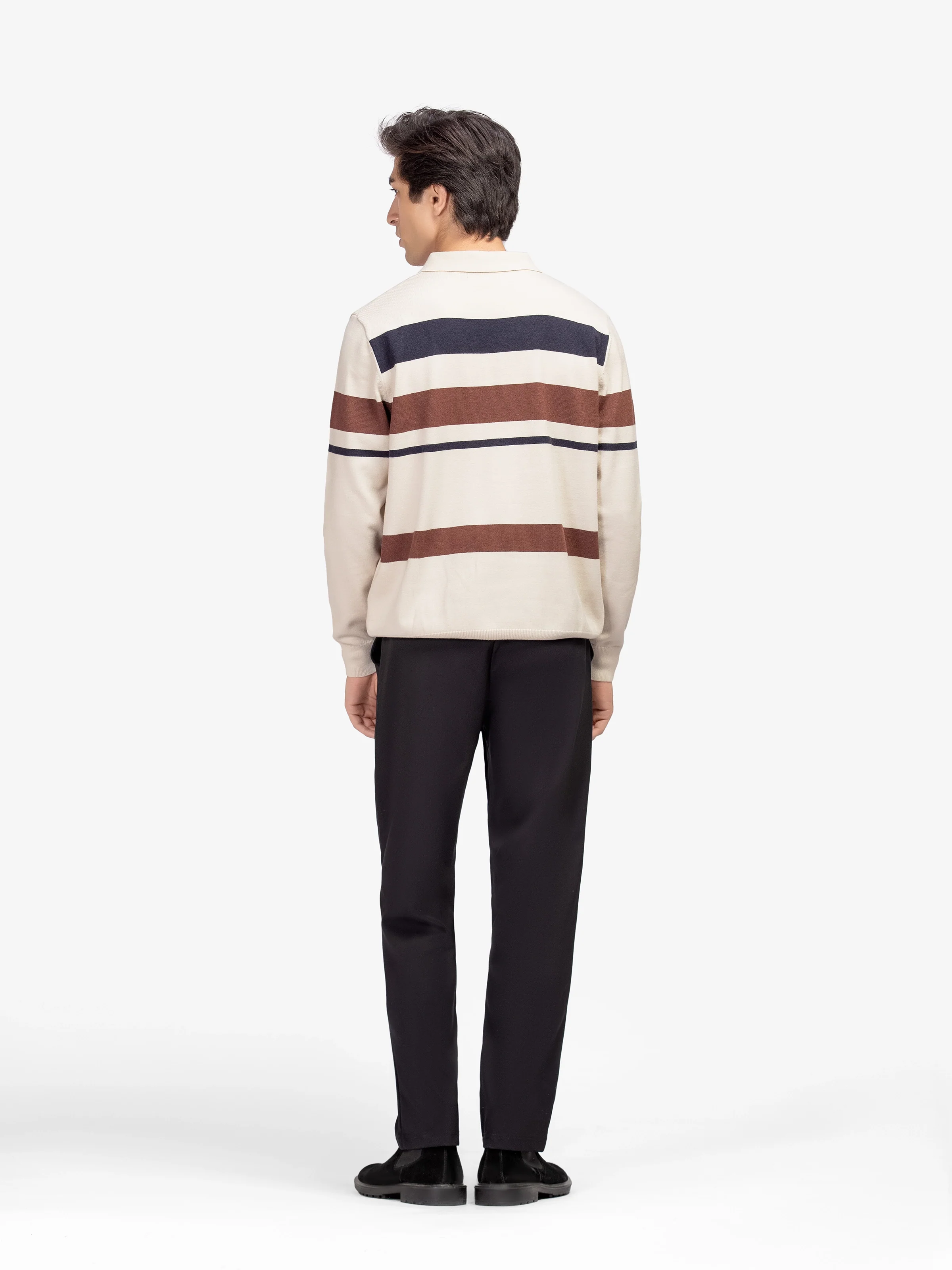 Woolen Striped Polo Sweater - EMTSWT5-026 - Image 5