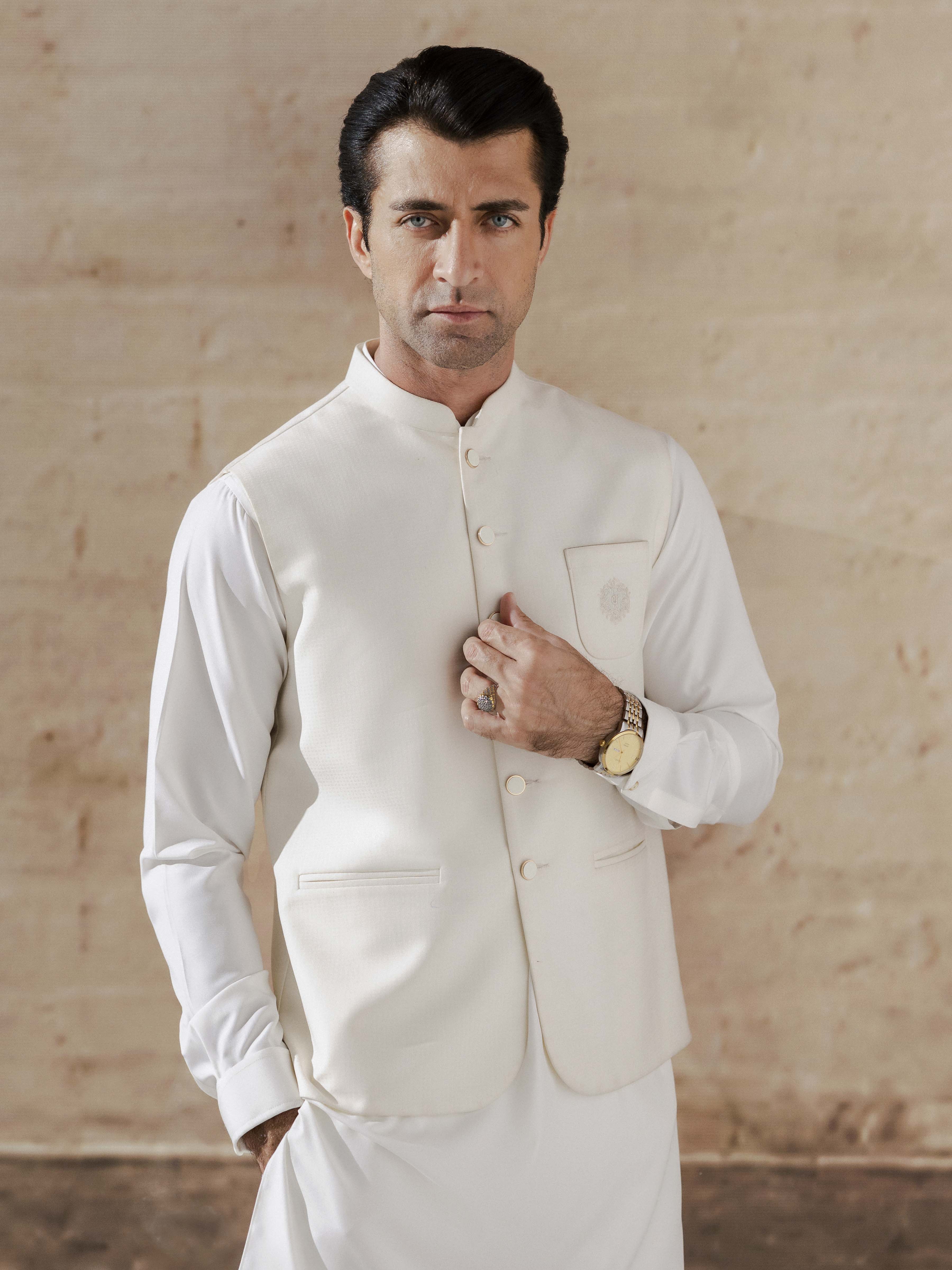 Men's Cream Waist Coat - EMTWCE5-35987