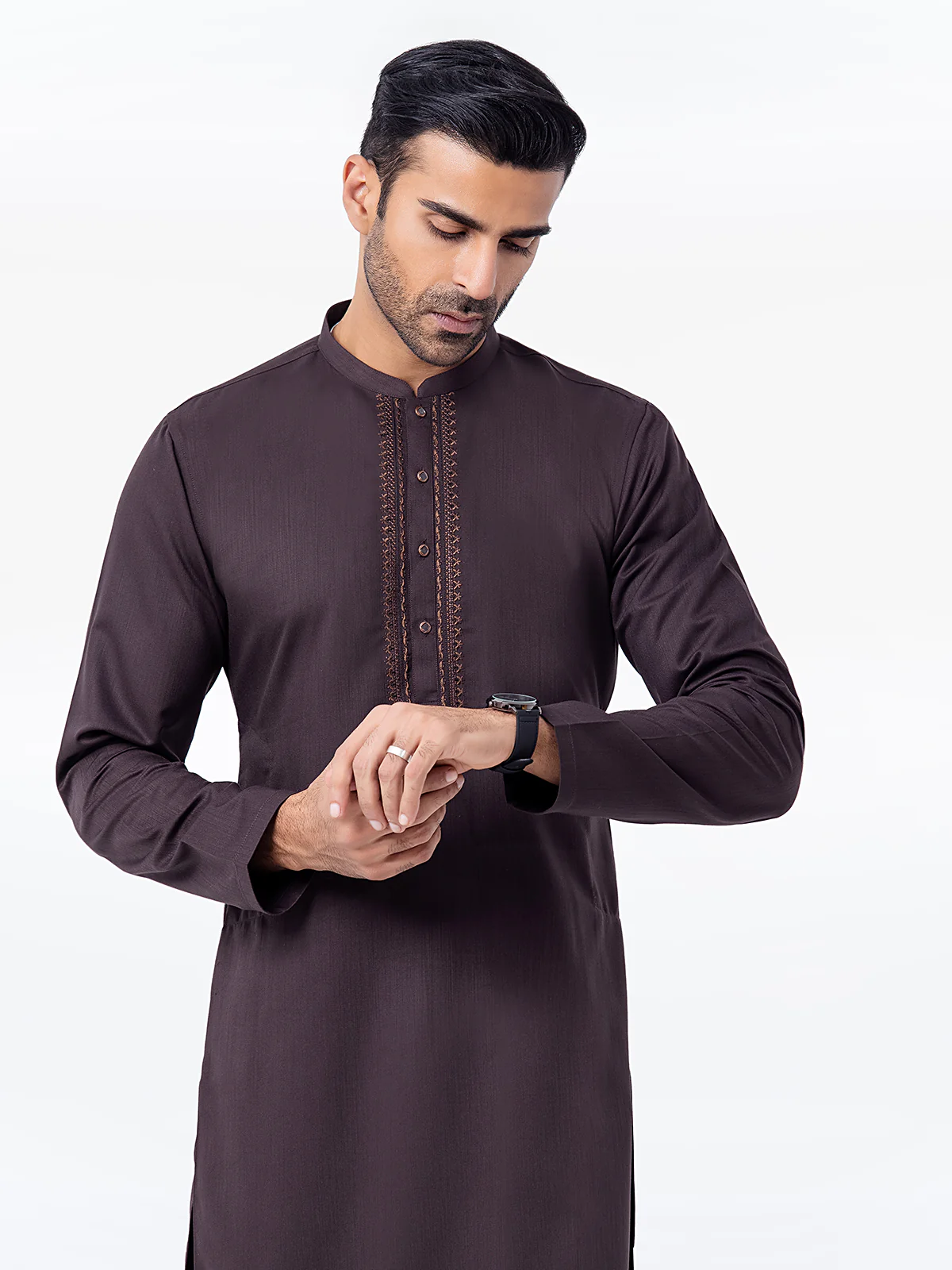 Embroidered Blended Kurta Pajama - EMTSW23-99402 - Image 3