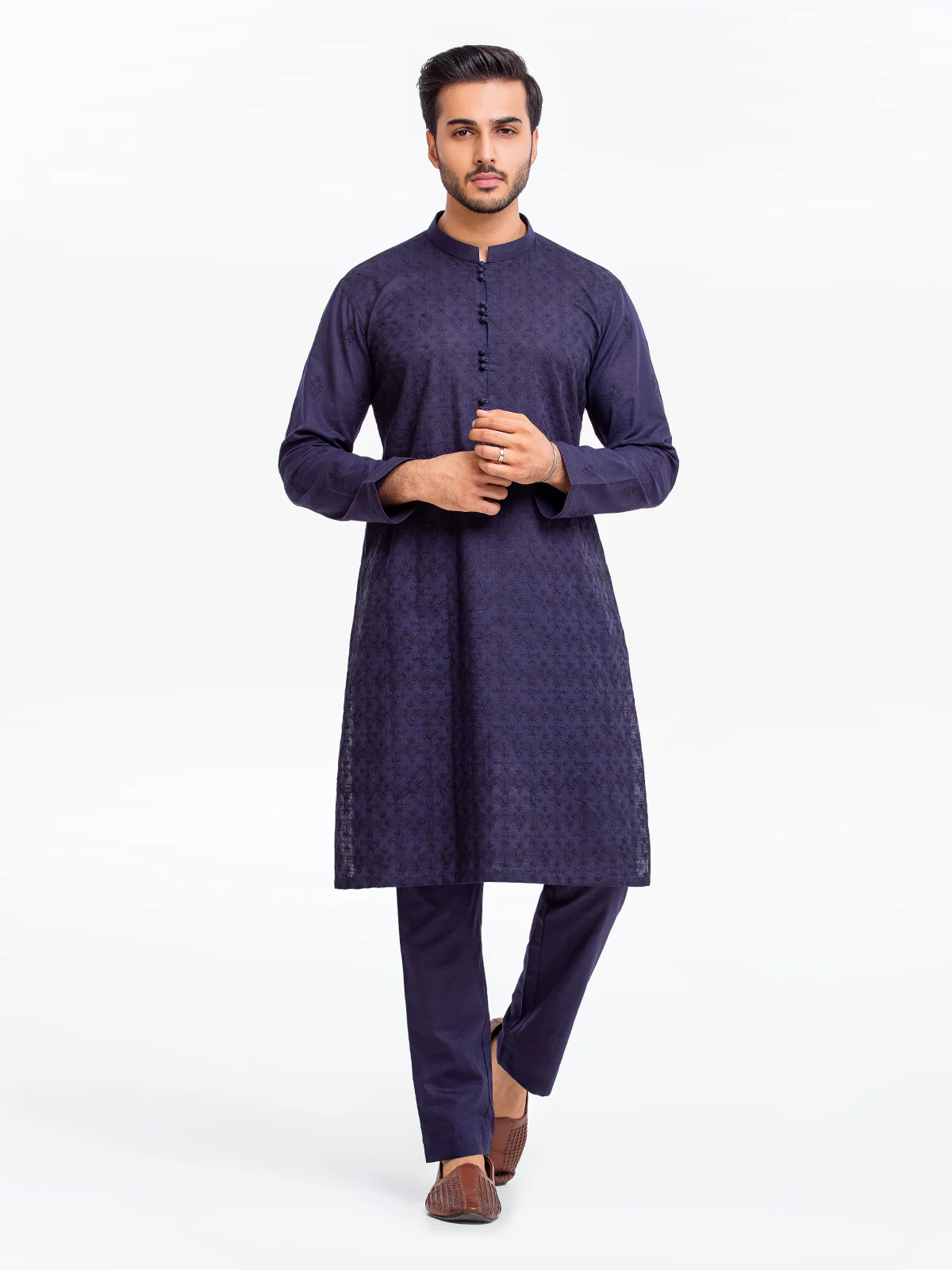 Embroidered Blended Kurta Pajama - EMTSC23-090