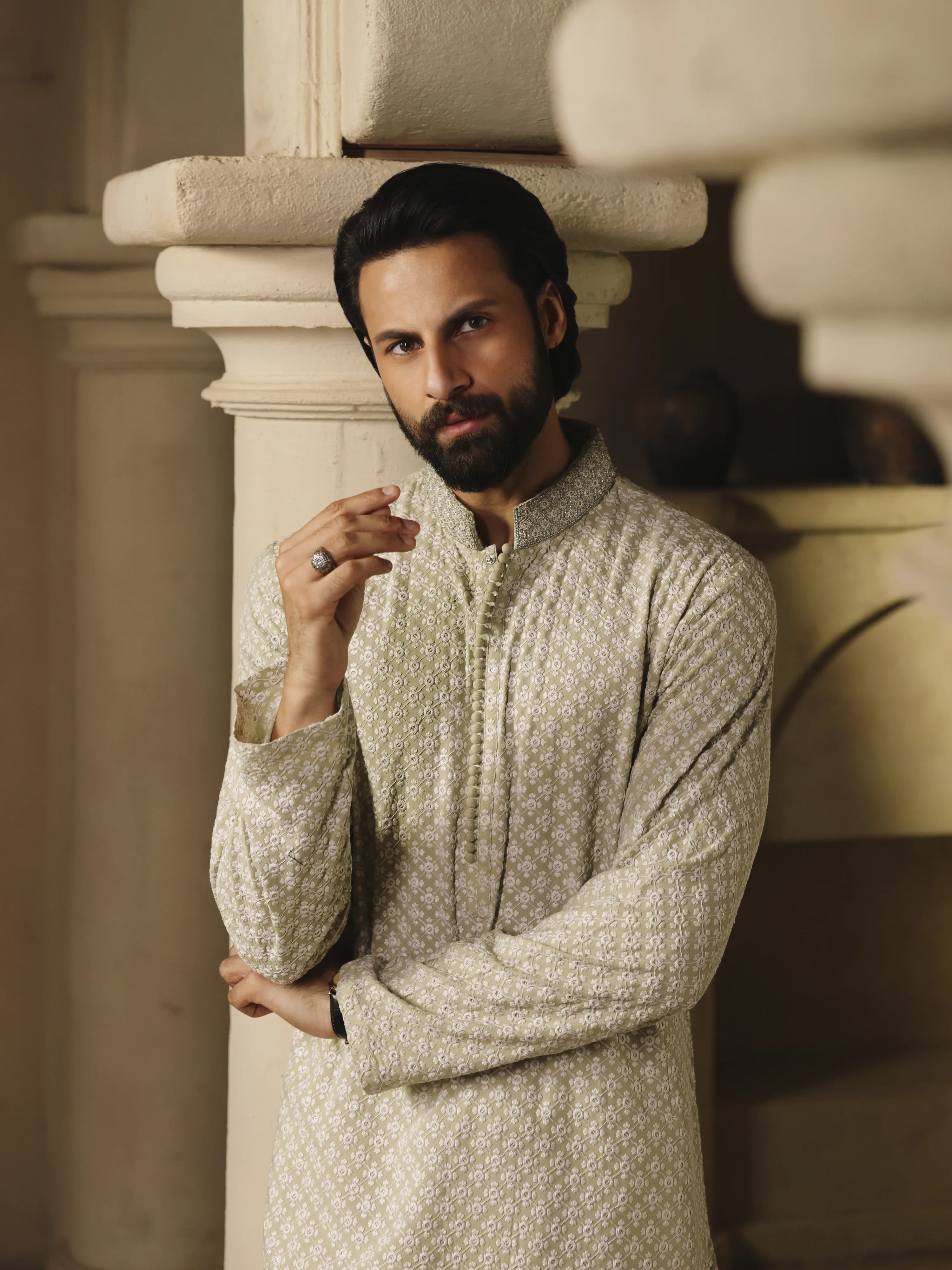 Embroidered Schiffli Kurta Pajama - ECMTKP5-012 - Image 2
