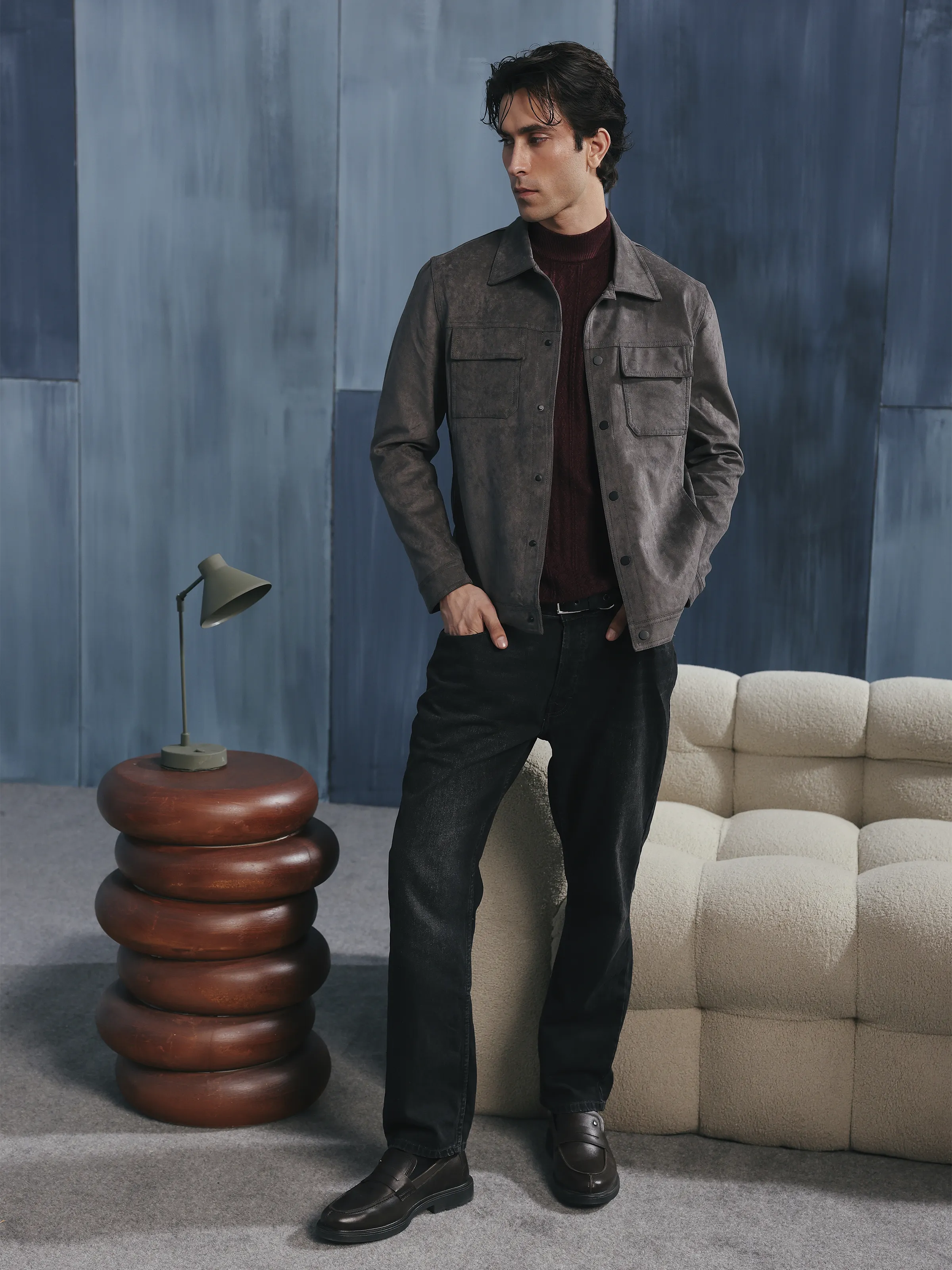 Double Pocket Suede Jacket - EMTJ5-004 - Image 2