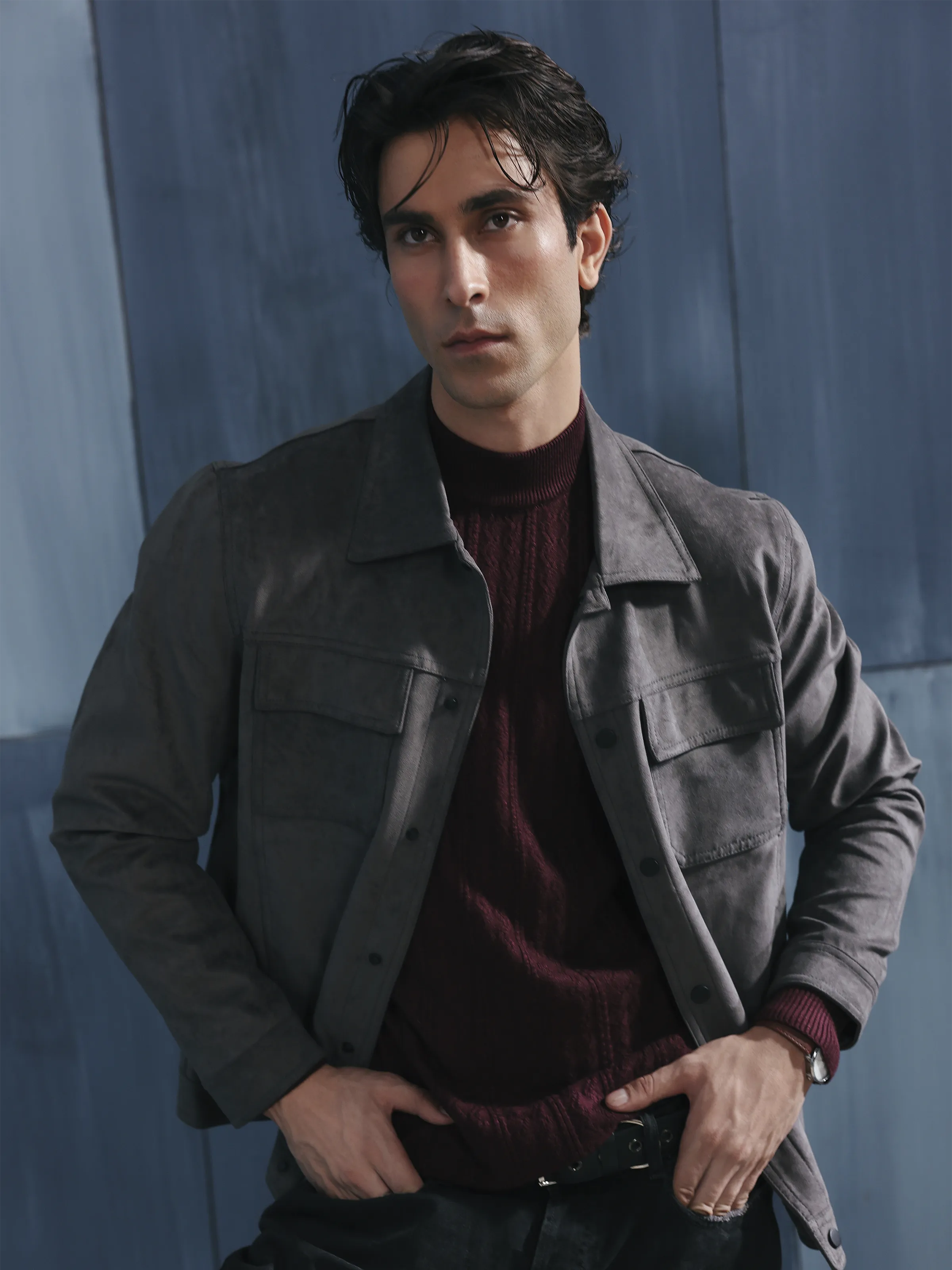 Double Pocket Suede Jacket - EMTJ5-004 - Image 3