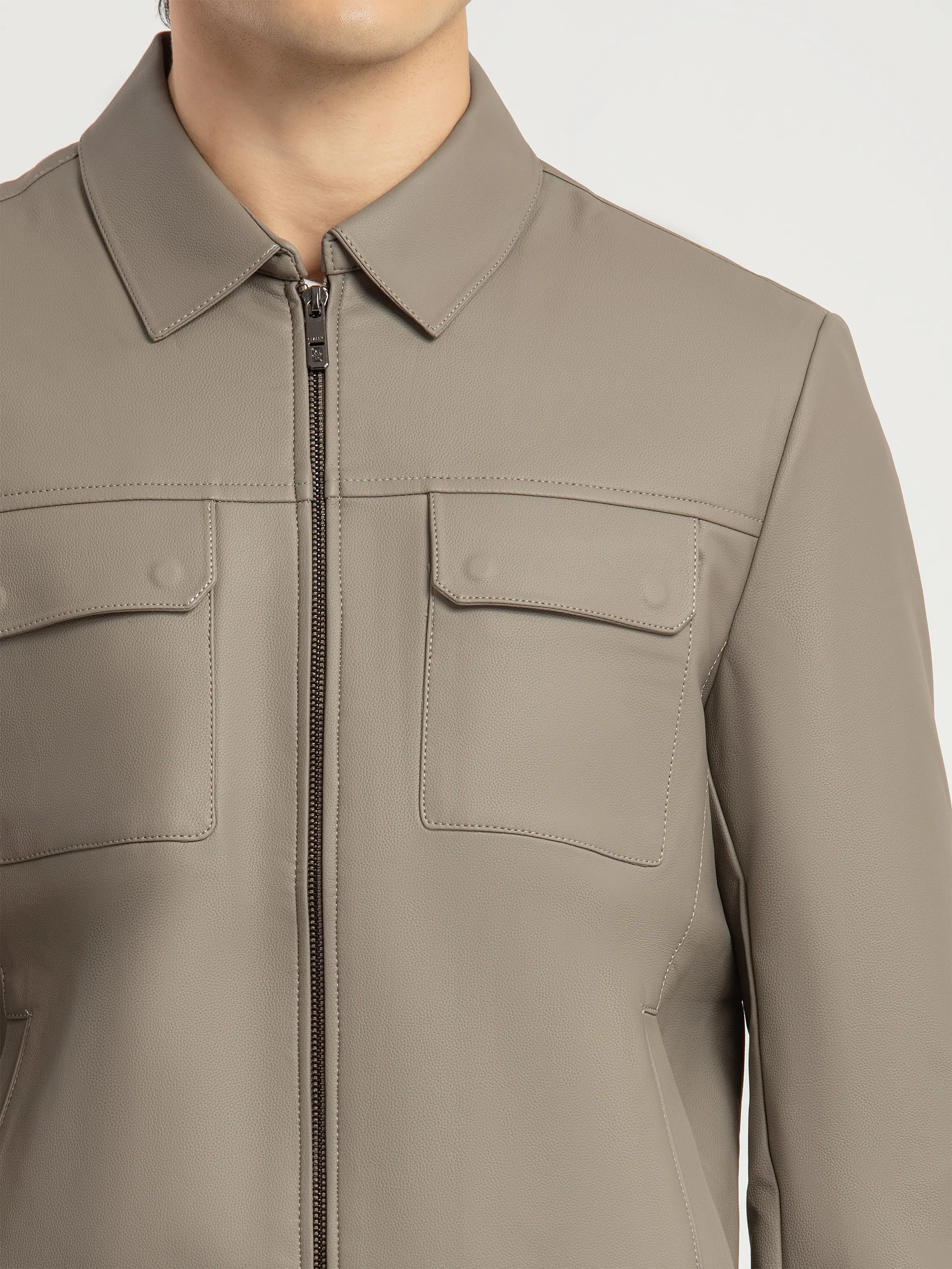 Double Pocket Leather Jacket - EMTJ5-008 - Image 3