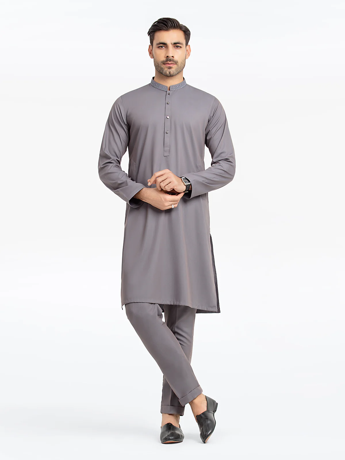 Embroidered Dobby Kurta Pajama - EMTKPT24S-041