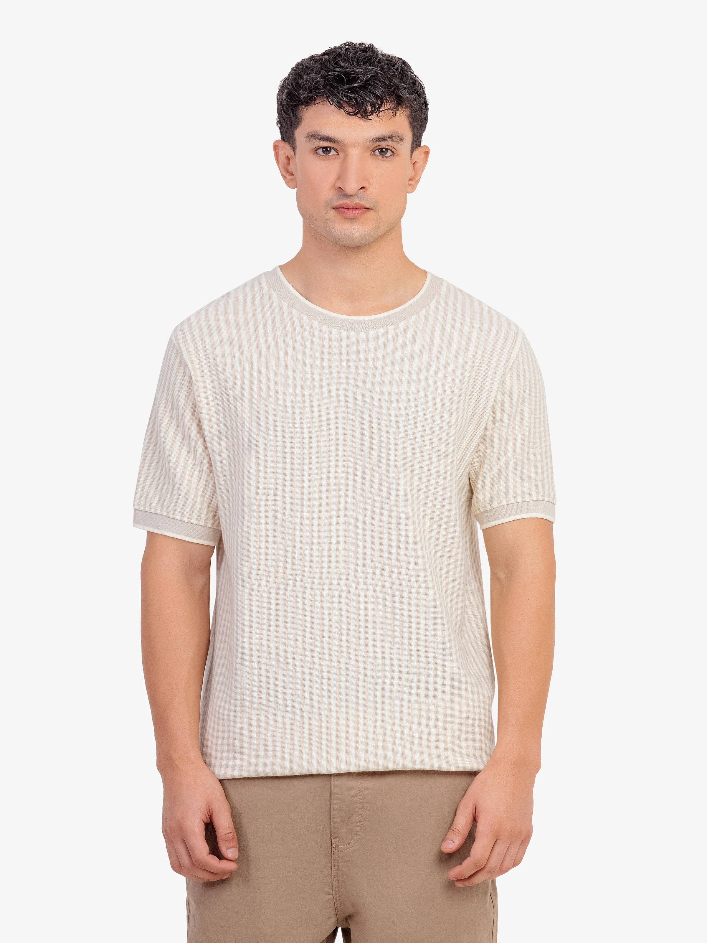 Crew Neck Striped Tee - EMTGT5-009