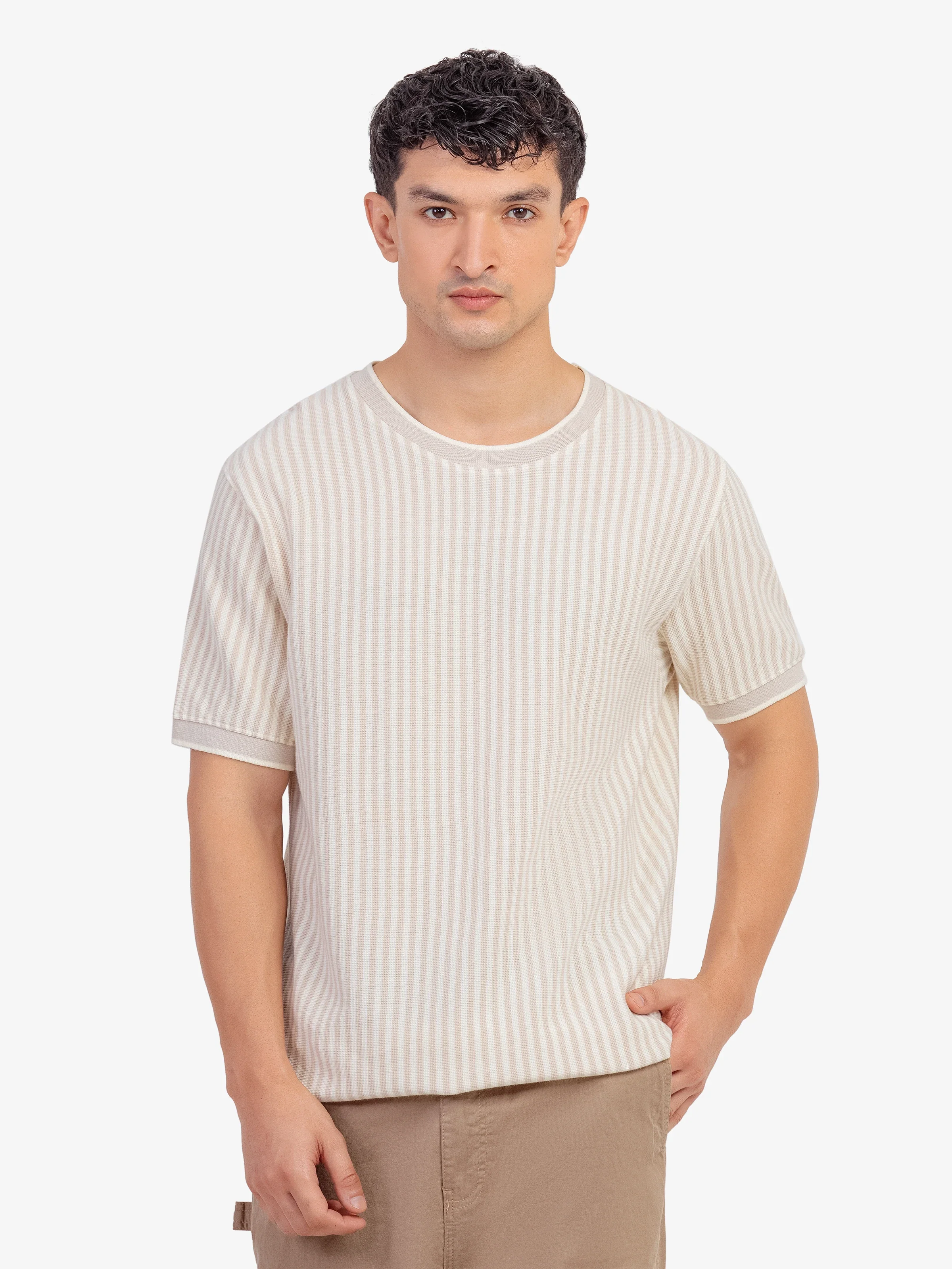 Crew Neck Striped Tee - EMTGT5-009 - Image 3